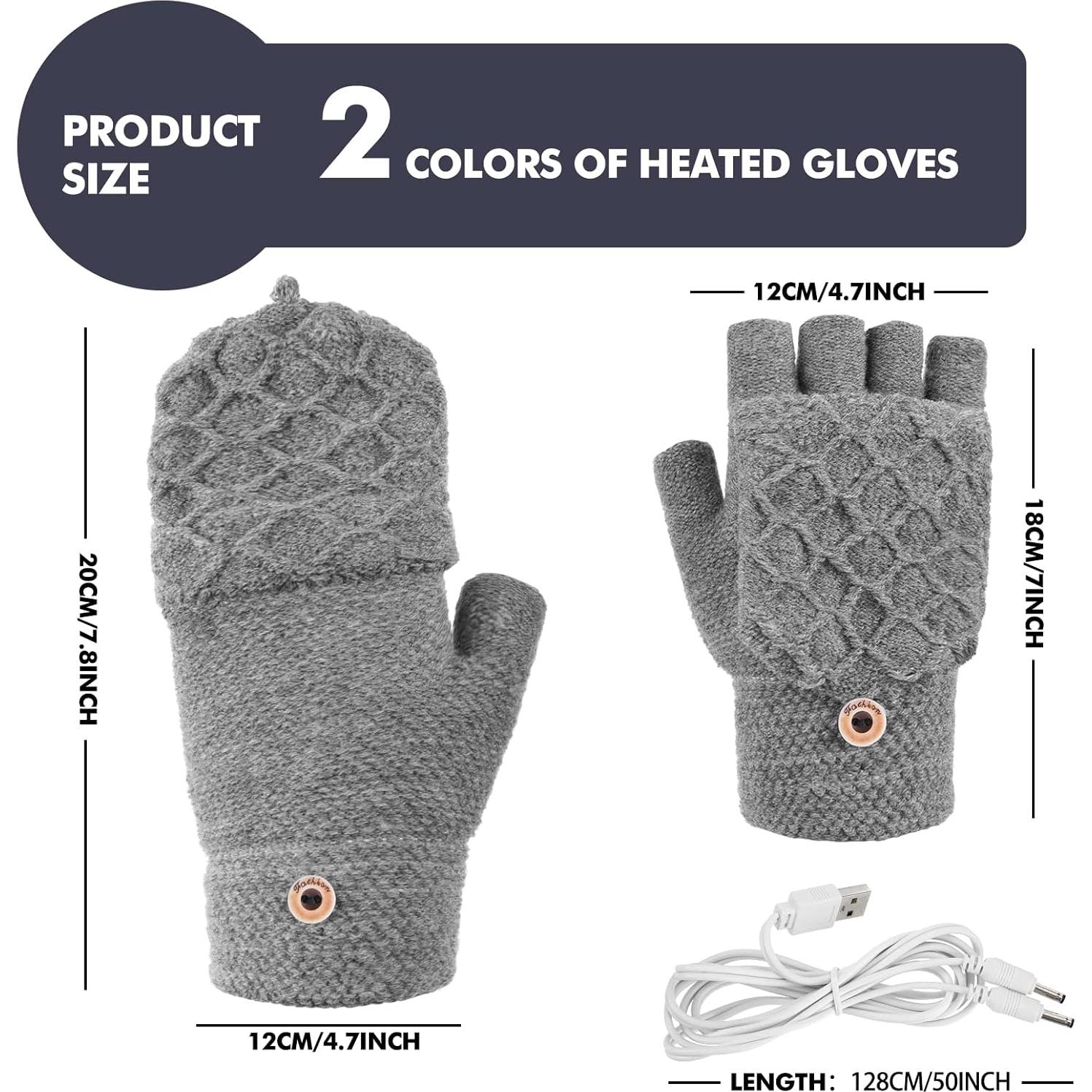 Guantes Térmicos USB Sin Dedos Sintege - 2 Pares, Negro y Gris