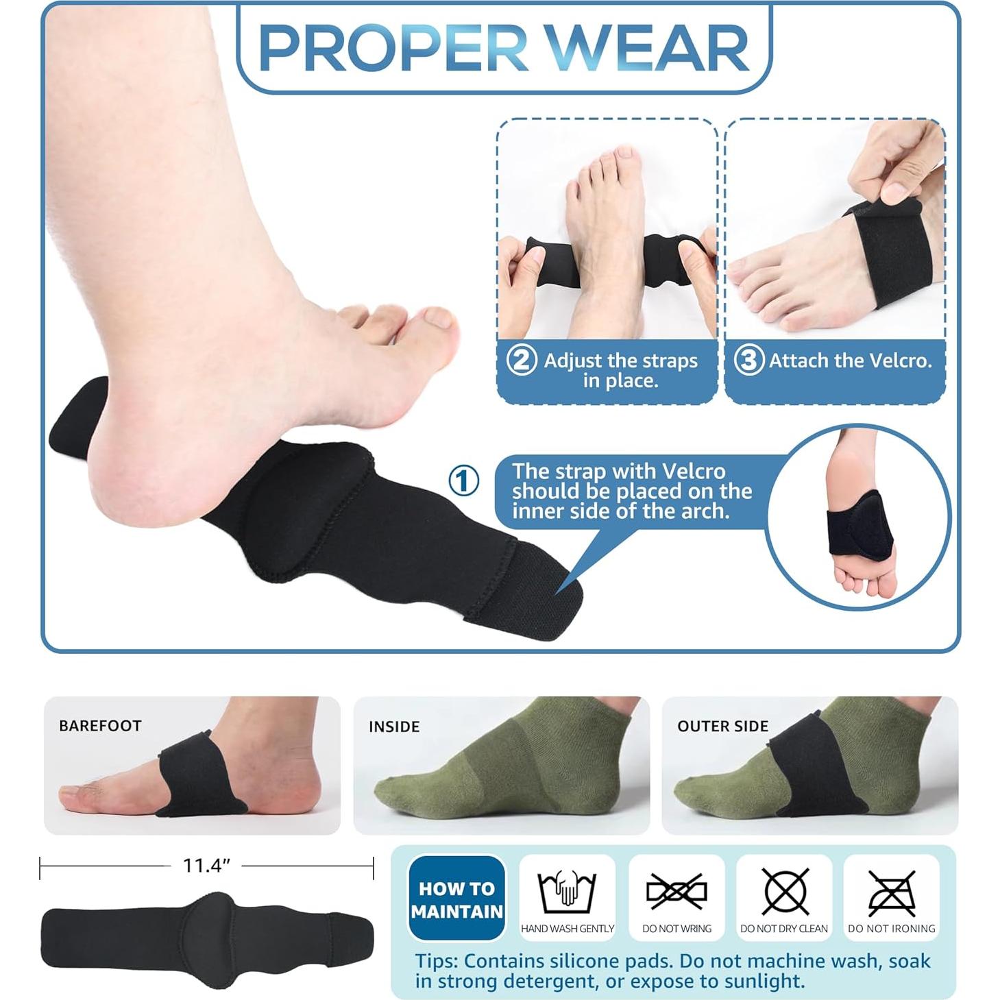 Soporte de Arco Ajustable HGBOO - Alivio Fascitis Plantar - 2 Piezas