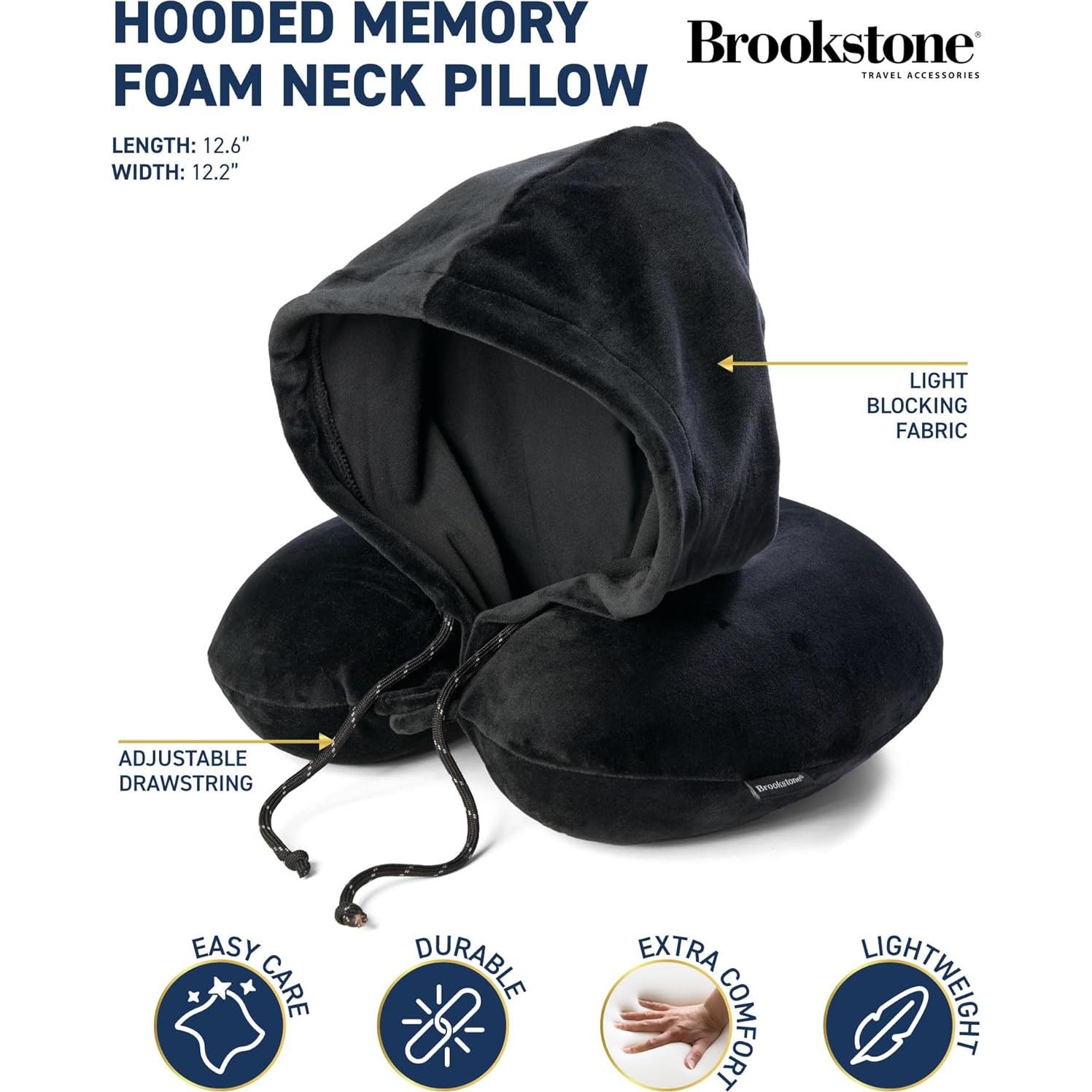 Almohada de viaje con capucha Brookstone - Espuma viscoelástica