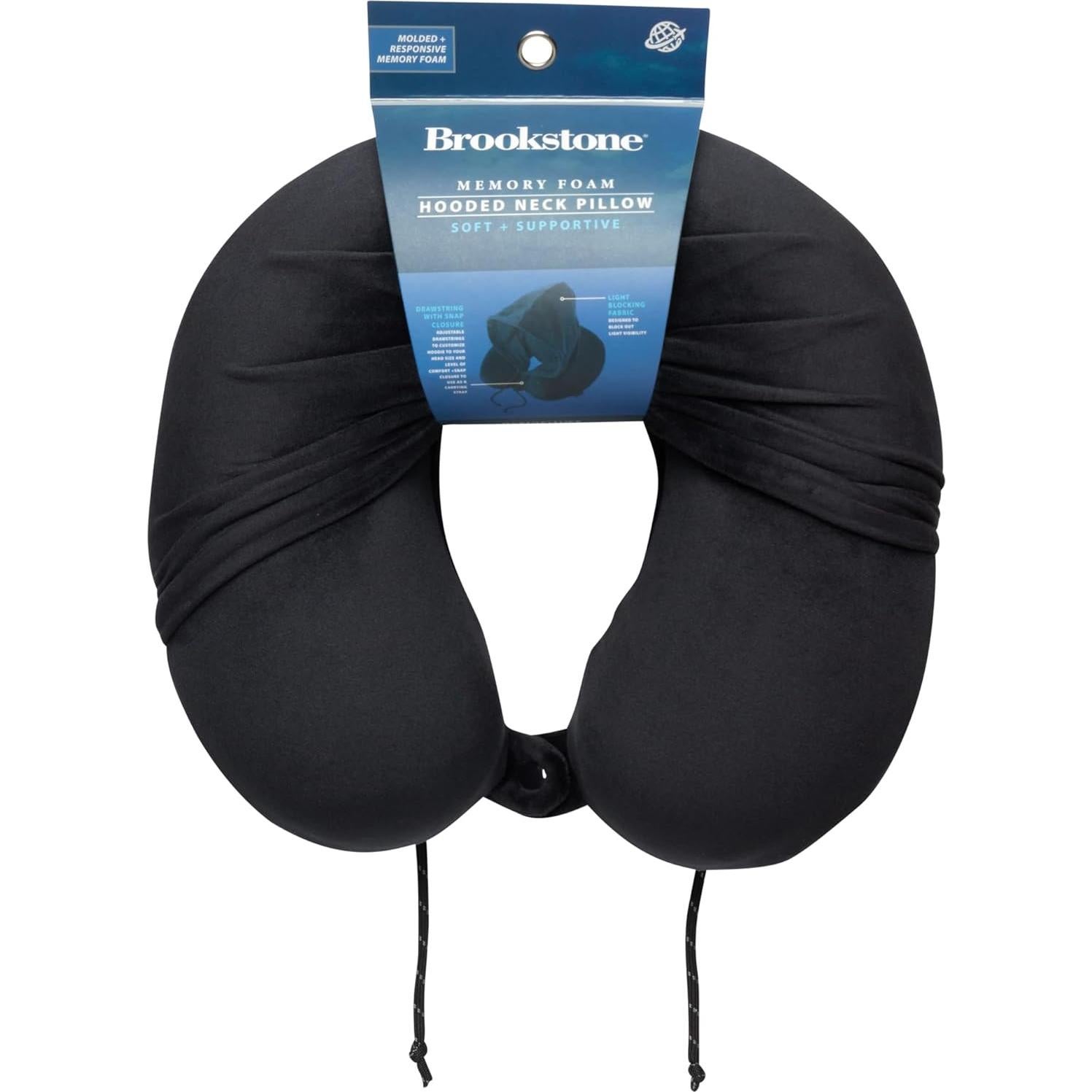Almohada de viaje con capucha Brookstone - Espuma viscoelástica