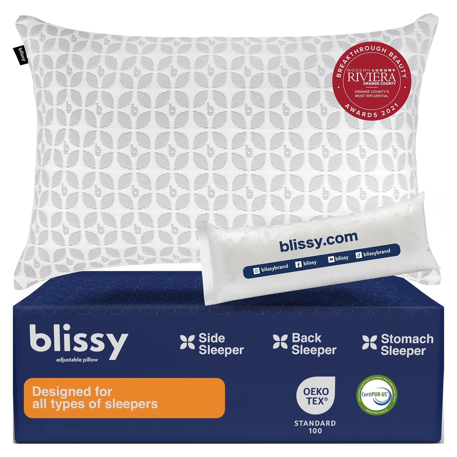 Almohada Ajustable de Espuma de Memoria Blissy Rey Enfriamiento