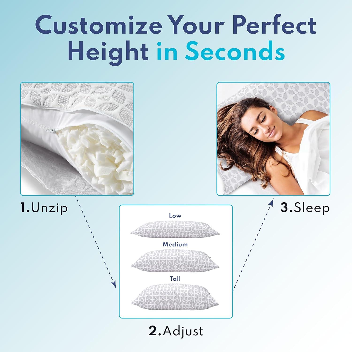 Almohada Ajustable de Espuma de Memoria Blissy Rey Enfriamiento