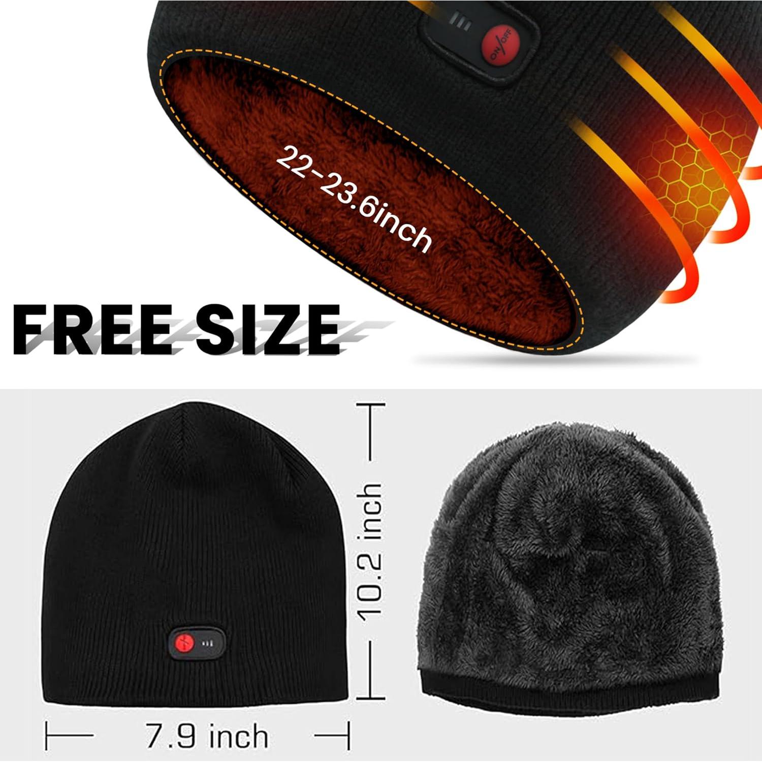 Gorro Calentable Eléctrico MMlove Negro 7.4V para Hombre y Mujer