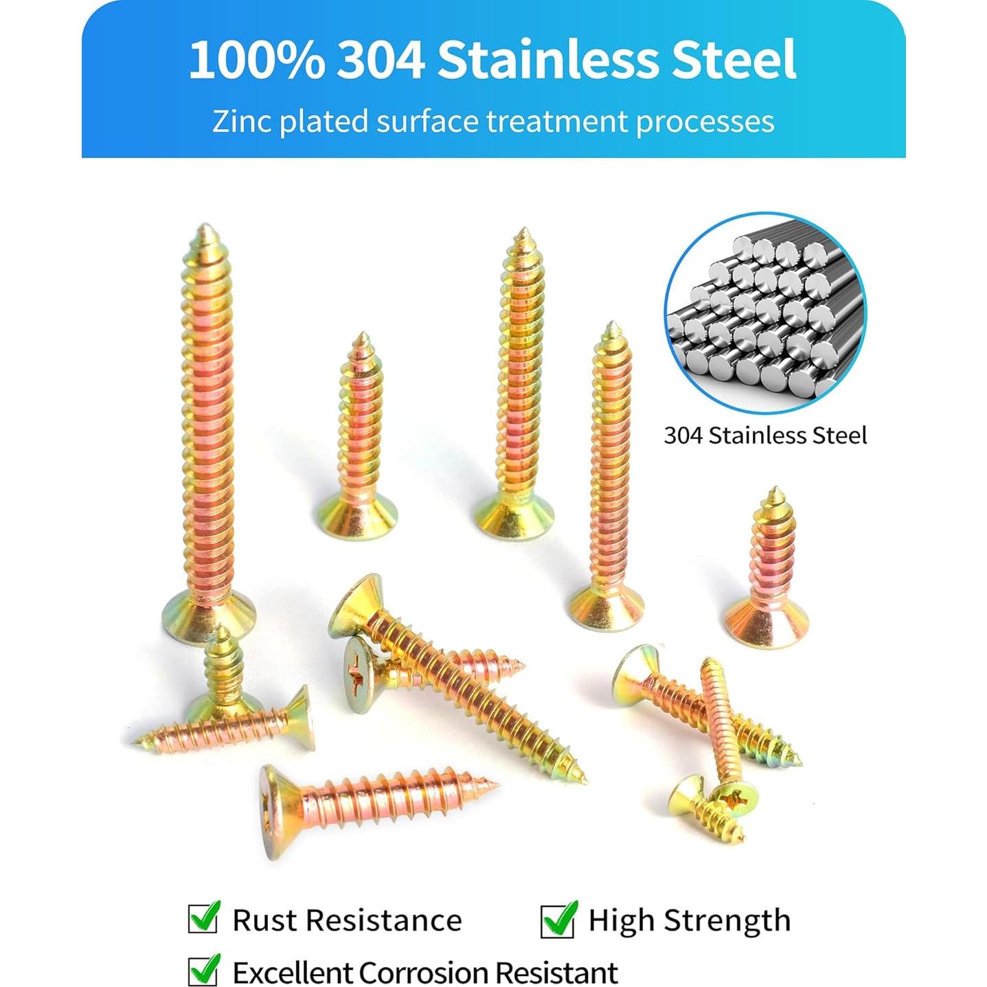 Kit de Tornillos de Madera DIVANC 600 Pcs Acero Inoxidable