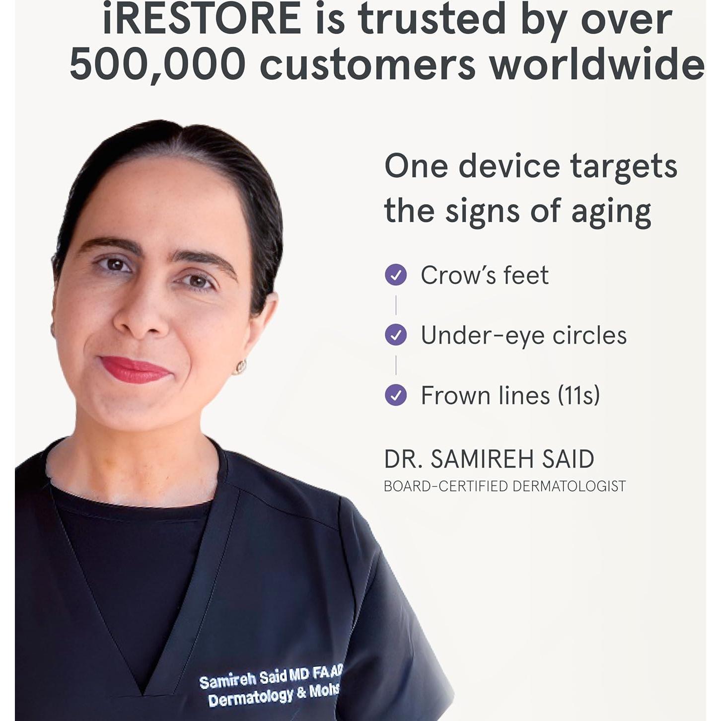 iRestore Máscara de Luz Roja para Ojos - 180 LEDs, Antiarrugas