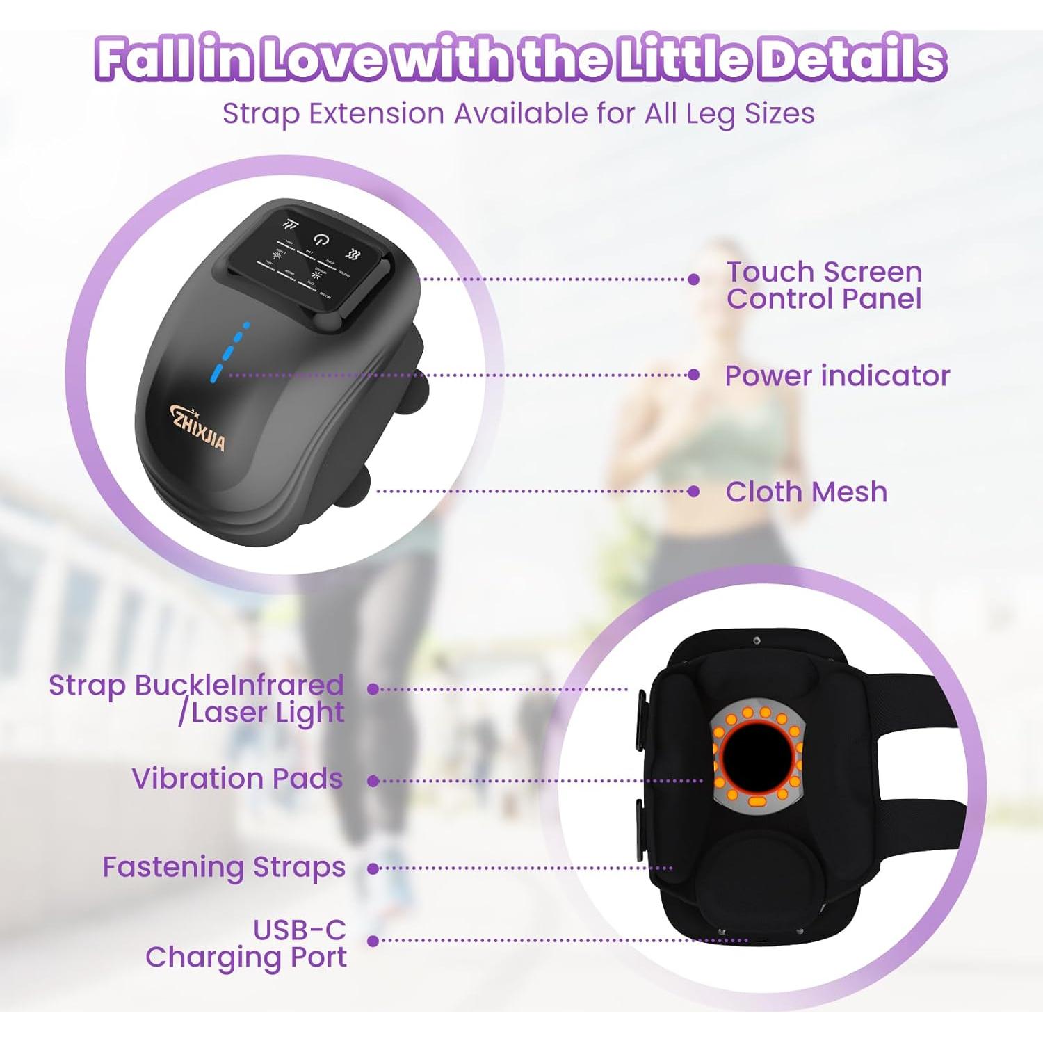 Knee Massager with Heat, 3-in-1 Smart Portable, 3 Vibration Modes and 3 Heating Levels LED Vitality Joints Knee Massager, Gift for Men and Women, Black