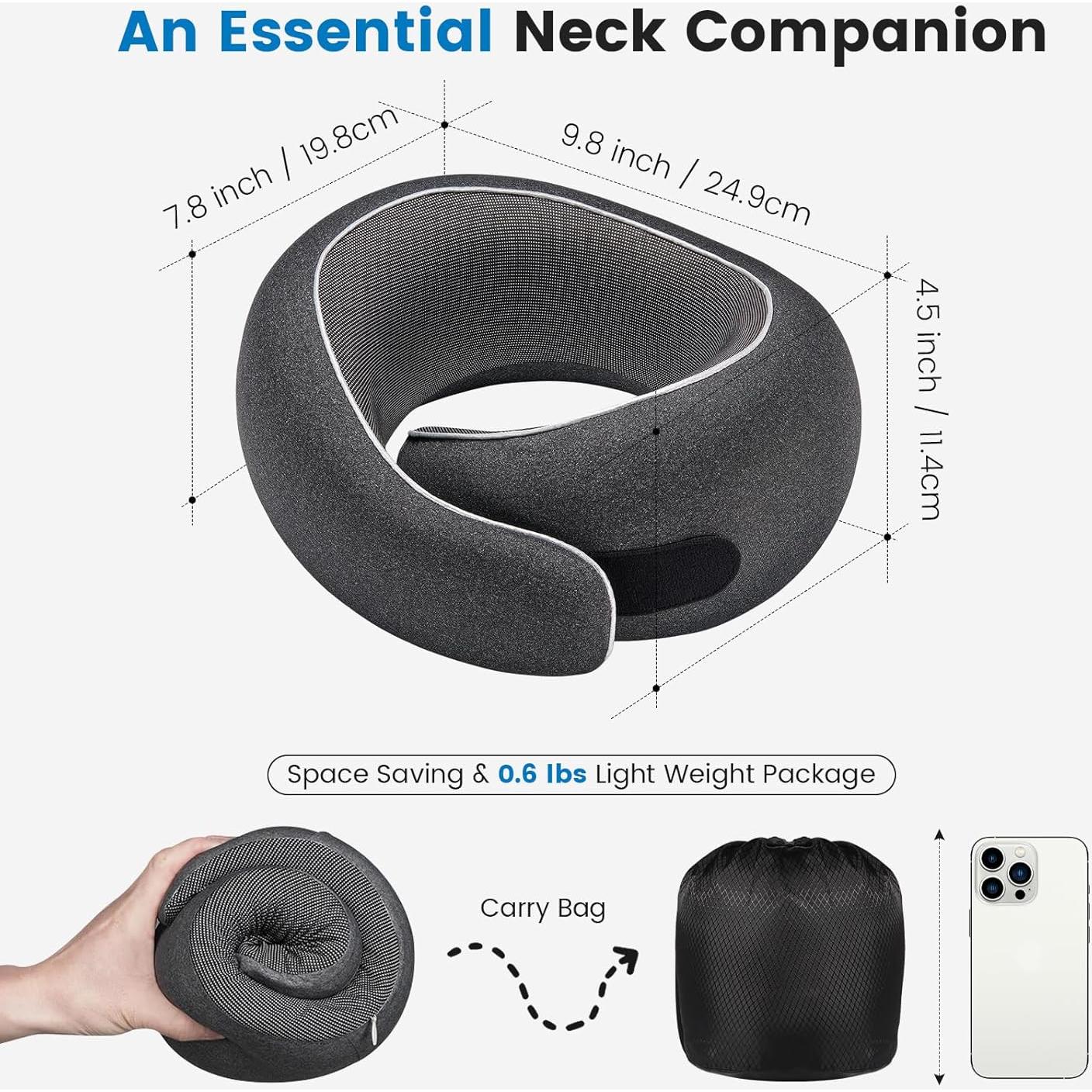 Almohada de Cuello 4litamz Espuma de Memoria Portátil Negro