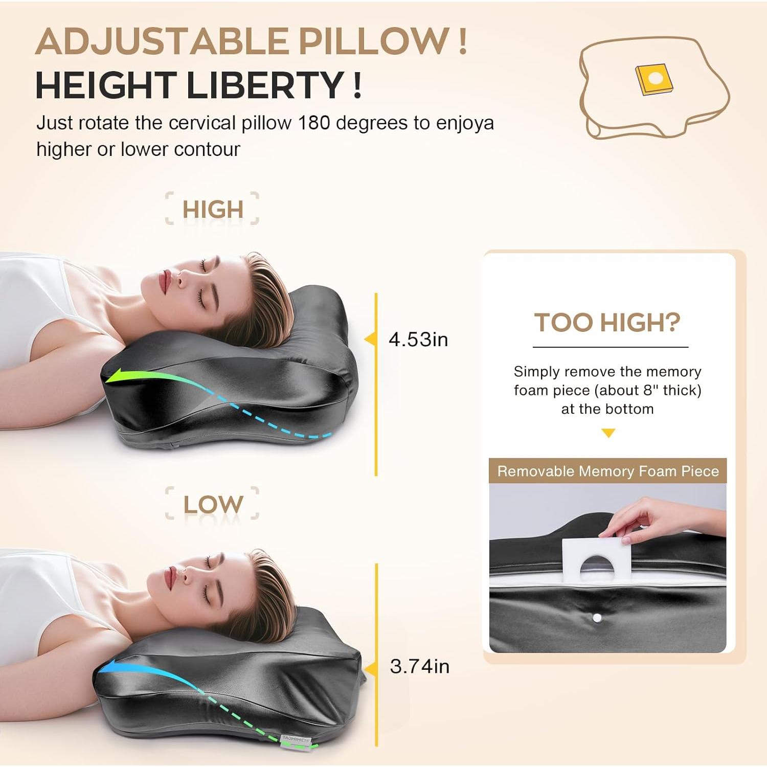 Almohada Cervical MIMCAT Ajustable Espuma de Memoria Refrigerante