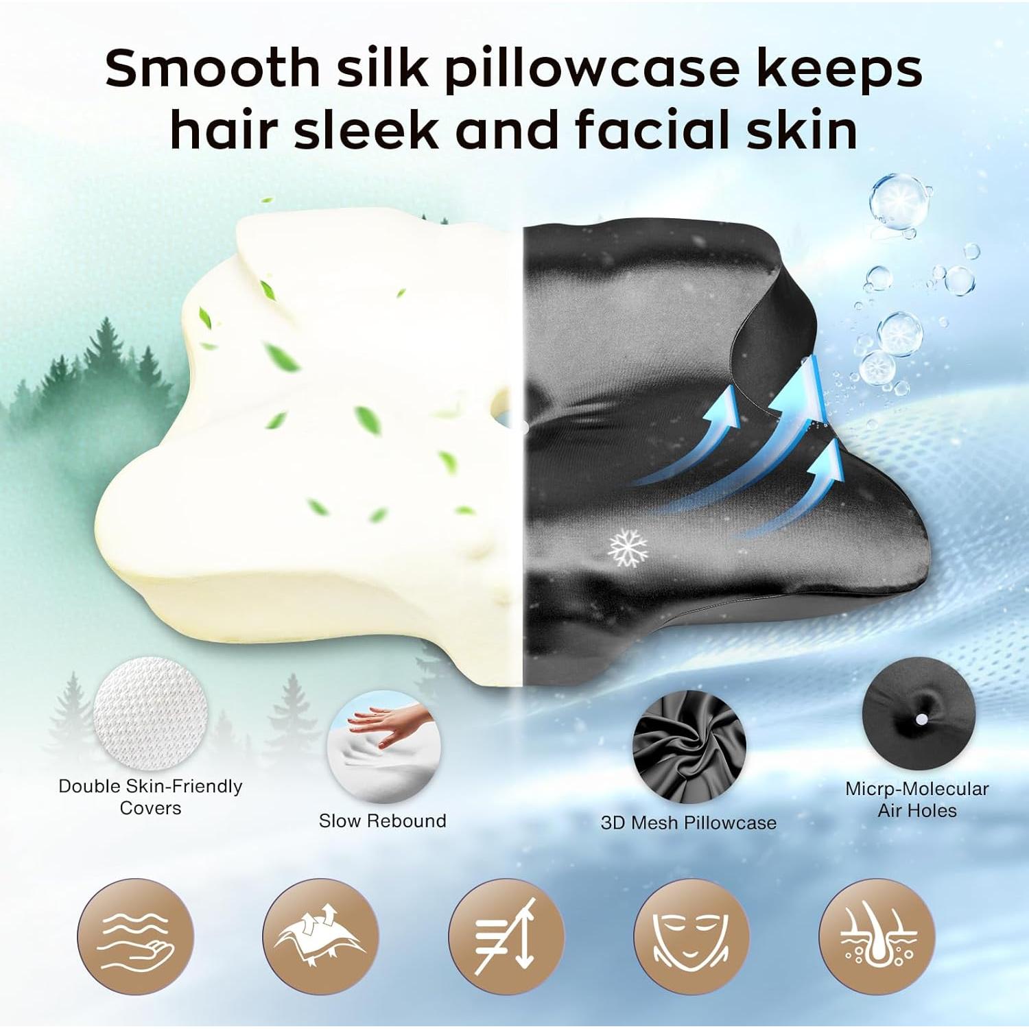 Almohada Cervical MIMCAT Ajustable Espuma de Memoria Refrigerante