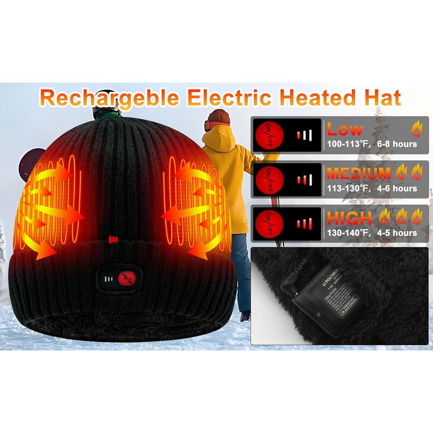 Gorro Calentado Eléctrico Rabbitroom 7.4V Unisex con 3 Calores