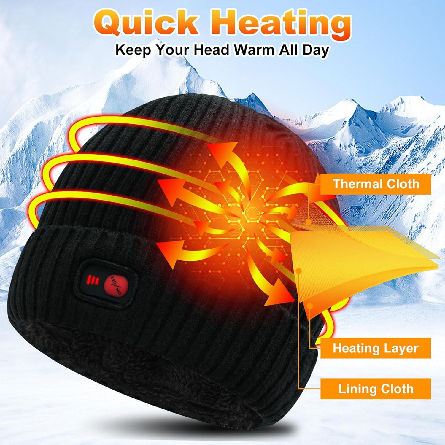 Gorro Calentado Eléctrico Rabbitroom 7.4V Unisex con 3 Calores