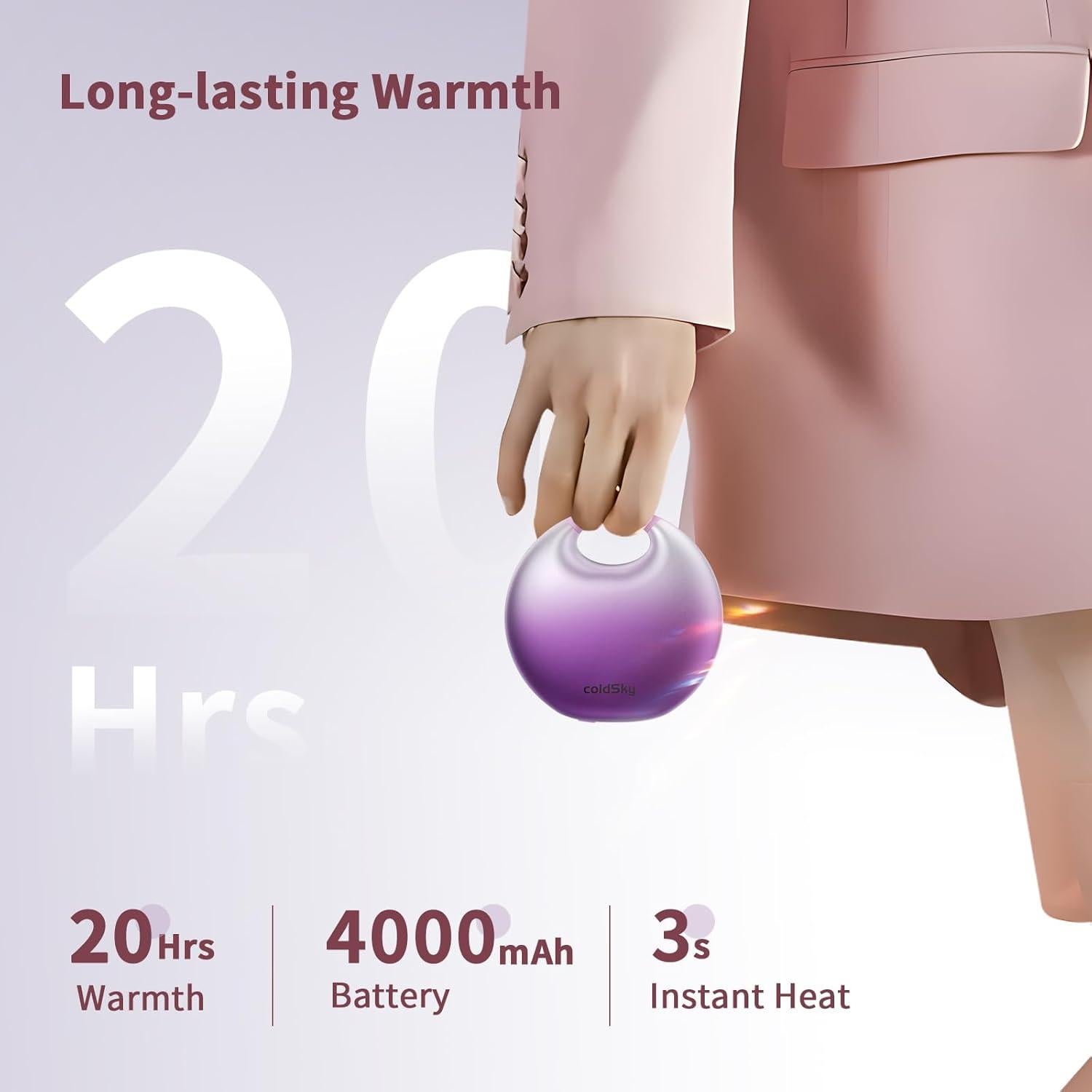 Calentador de Manos Eléctrico coldSky YL129 4000mAh Púrpura