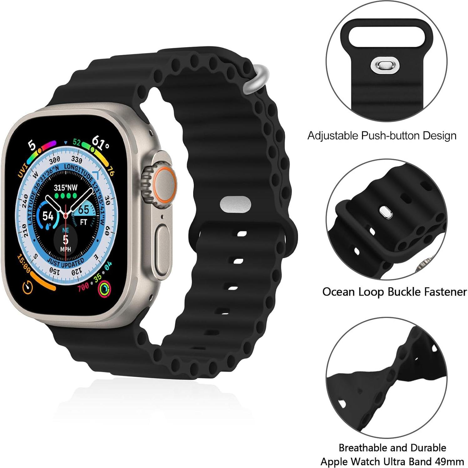 Banda Oceánica Silicona Ajustable para Apple Watch Ultra 49mm
