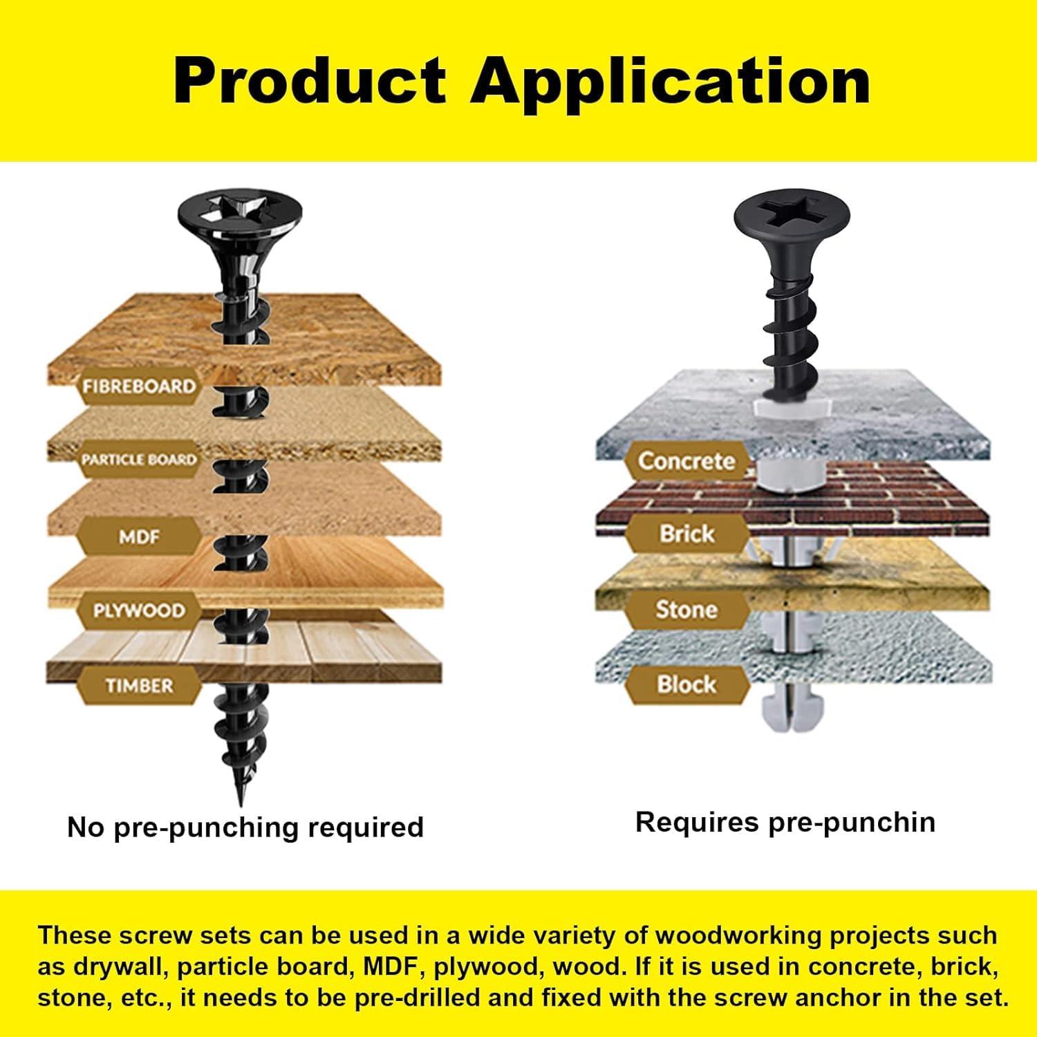 Tornillos de Madera M3 x 20mm LERNOU 200pcs Autoperforantes