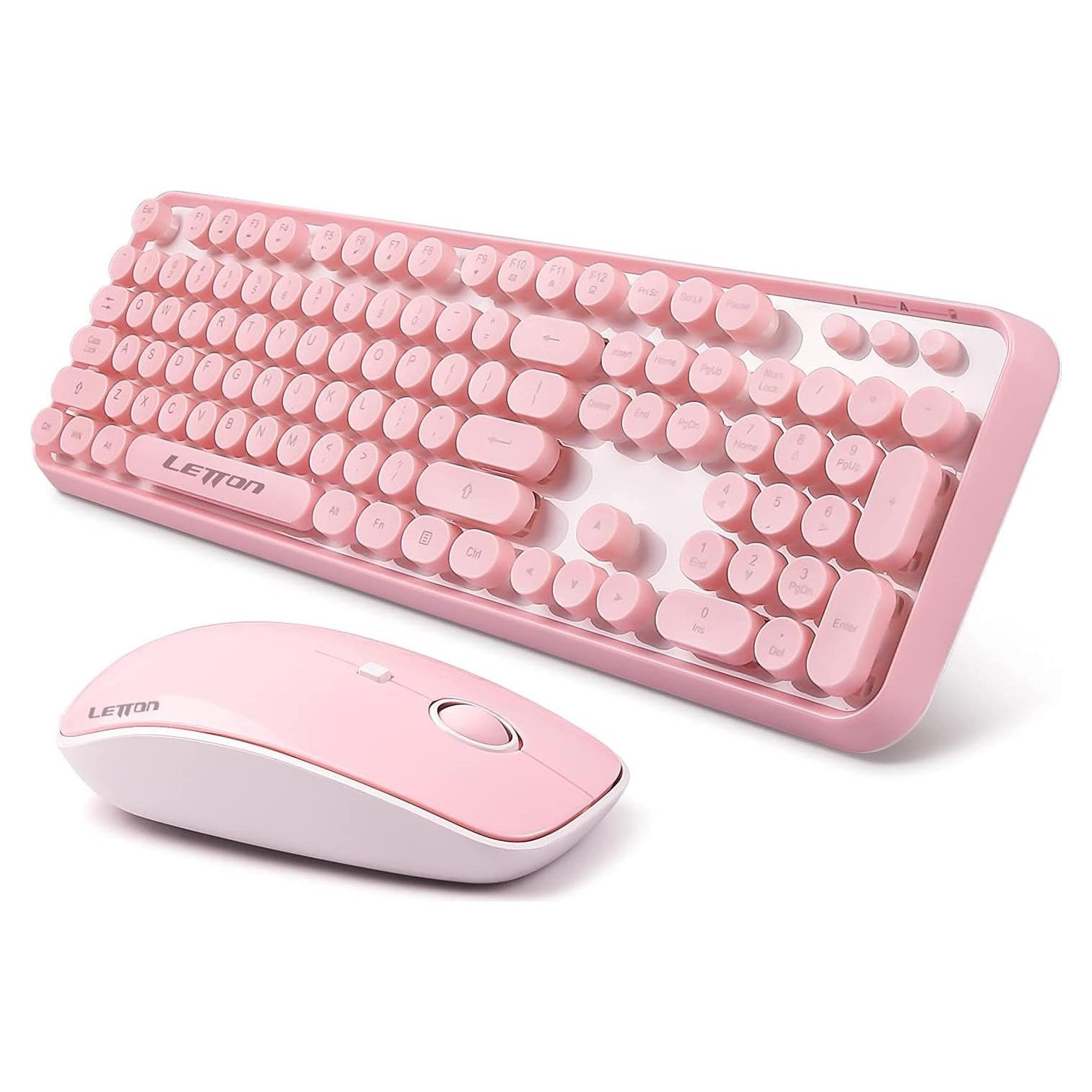Combo Teclado y Ratón Inalámbrico Rosa Letton V2020