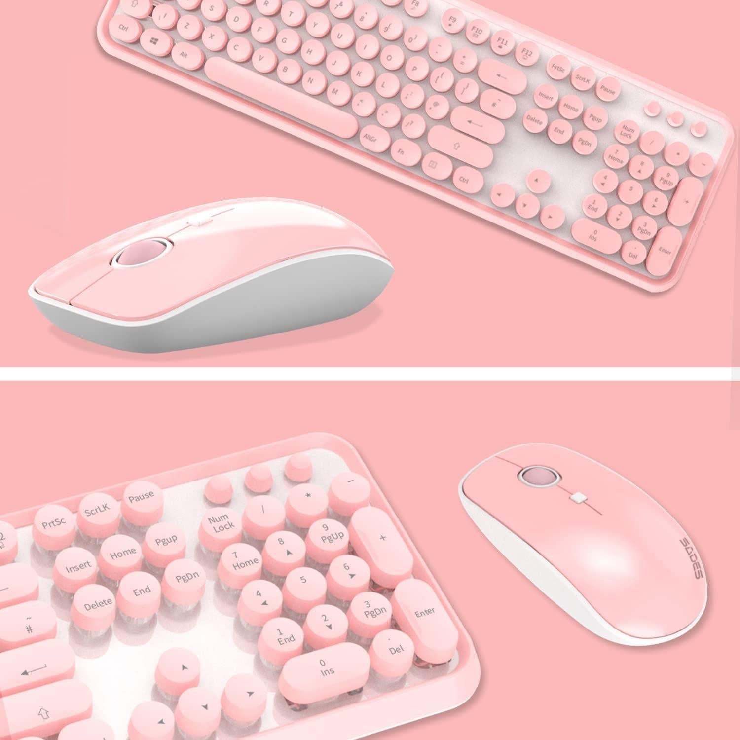 Combo Teclado y Ratón Inalámbrico Rosa Letton V2020