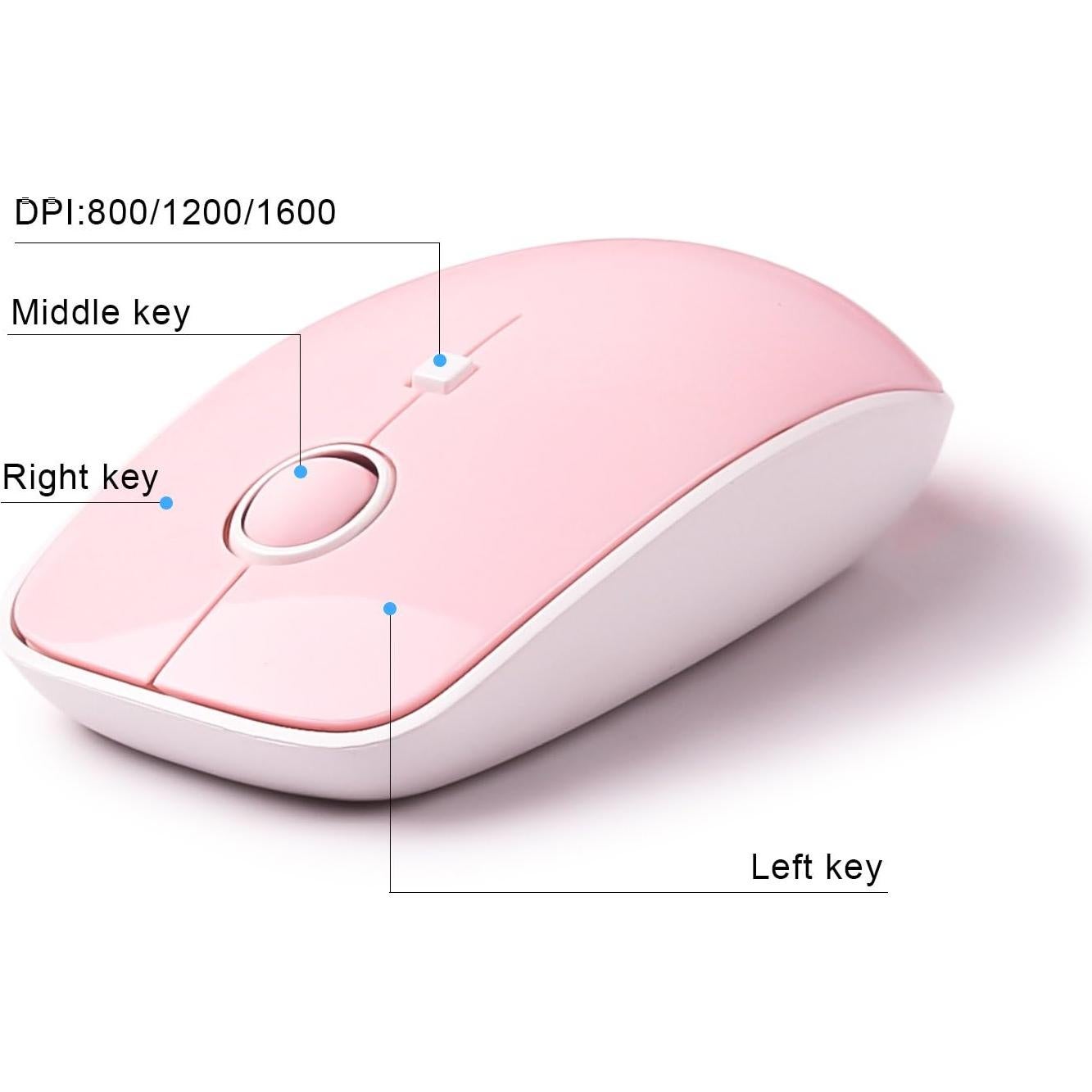 Combo Teclado y Ratón Inalámbrico Rosa Letton V2020