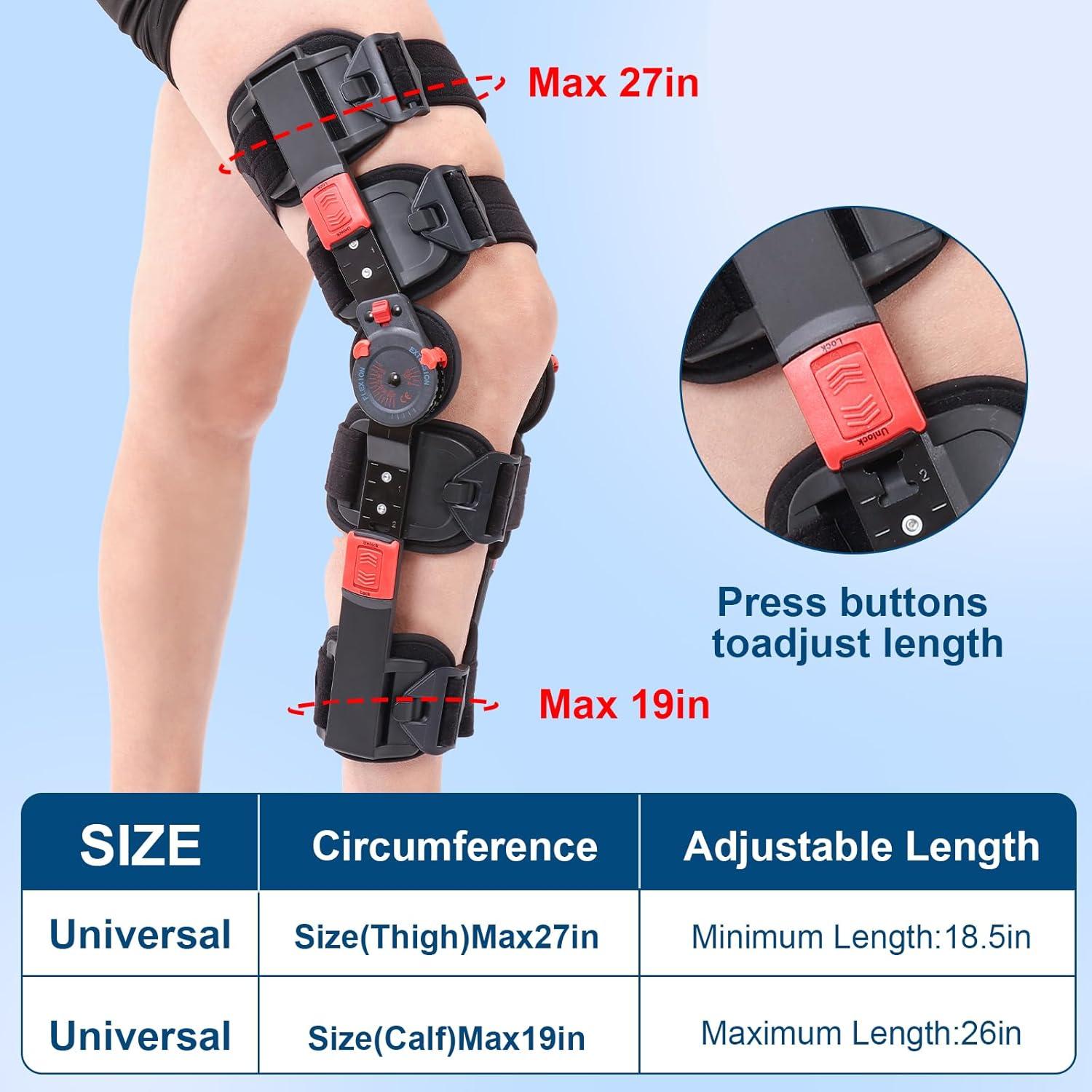 Férula de Rodilla ROM Cryxinty Ajustable con Bisagras - Rojo