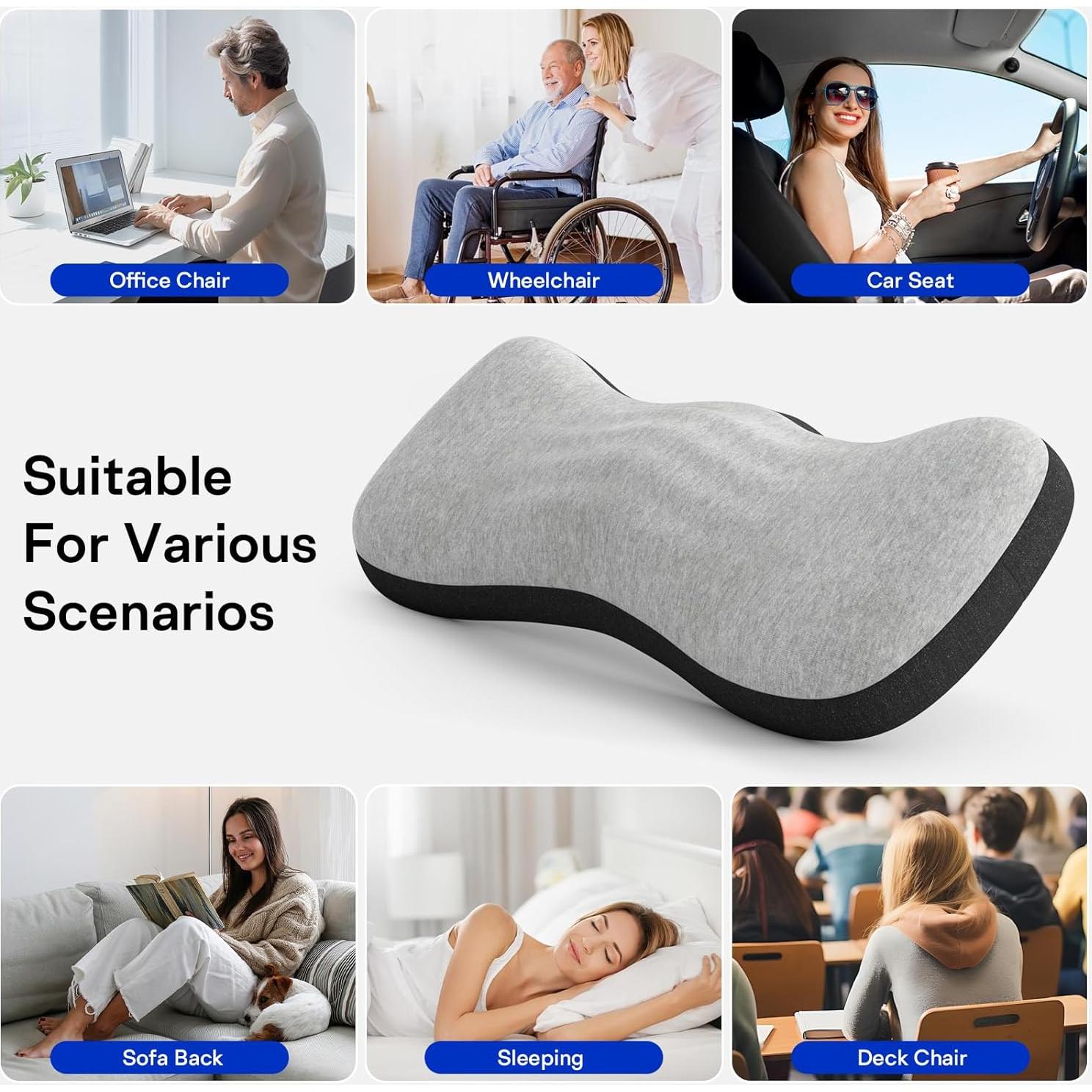 Almohada Lumbar Viscoelástica Forcanby P5103 Gris Negro