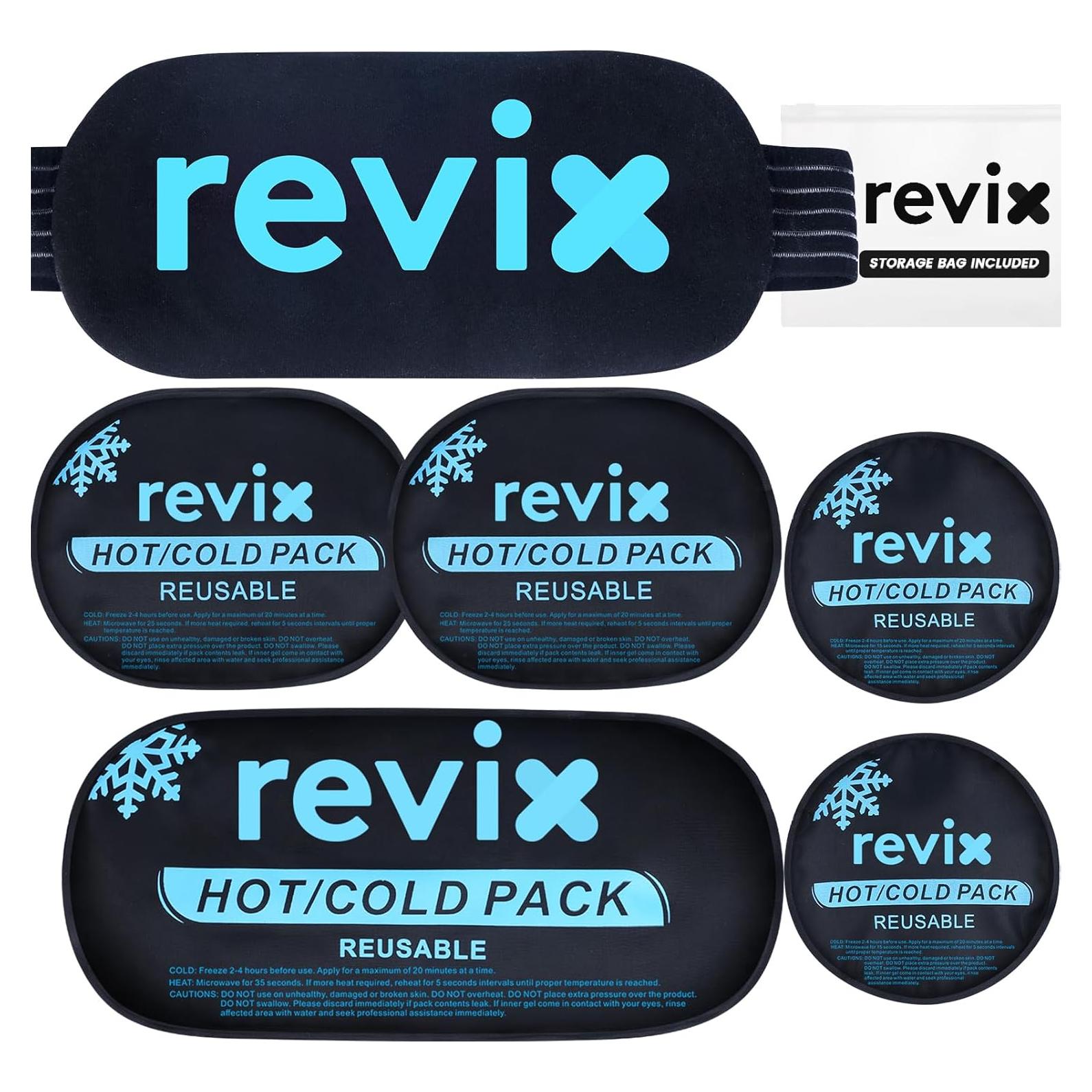 Paquete de Hielo Reutilizable REVIX - Set de 5 Piezas para Terapia Fría y Caliente