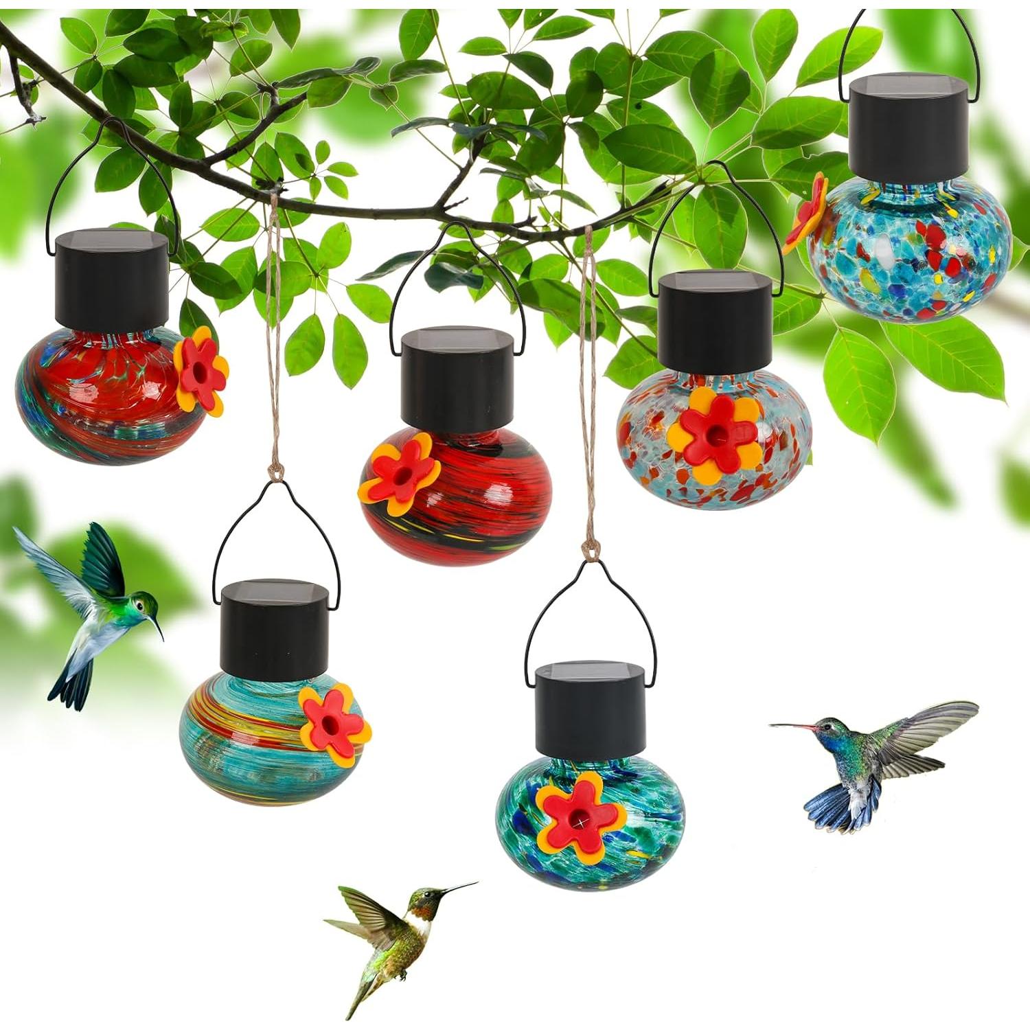 Alimentador de Colibríes Solar MARCHROSE 6 Puertos Vidrio 75cm