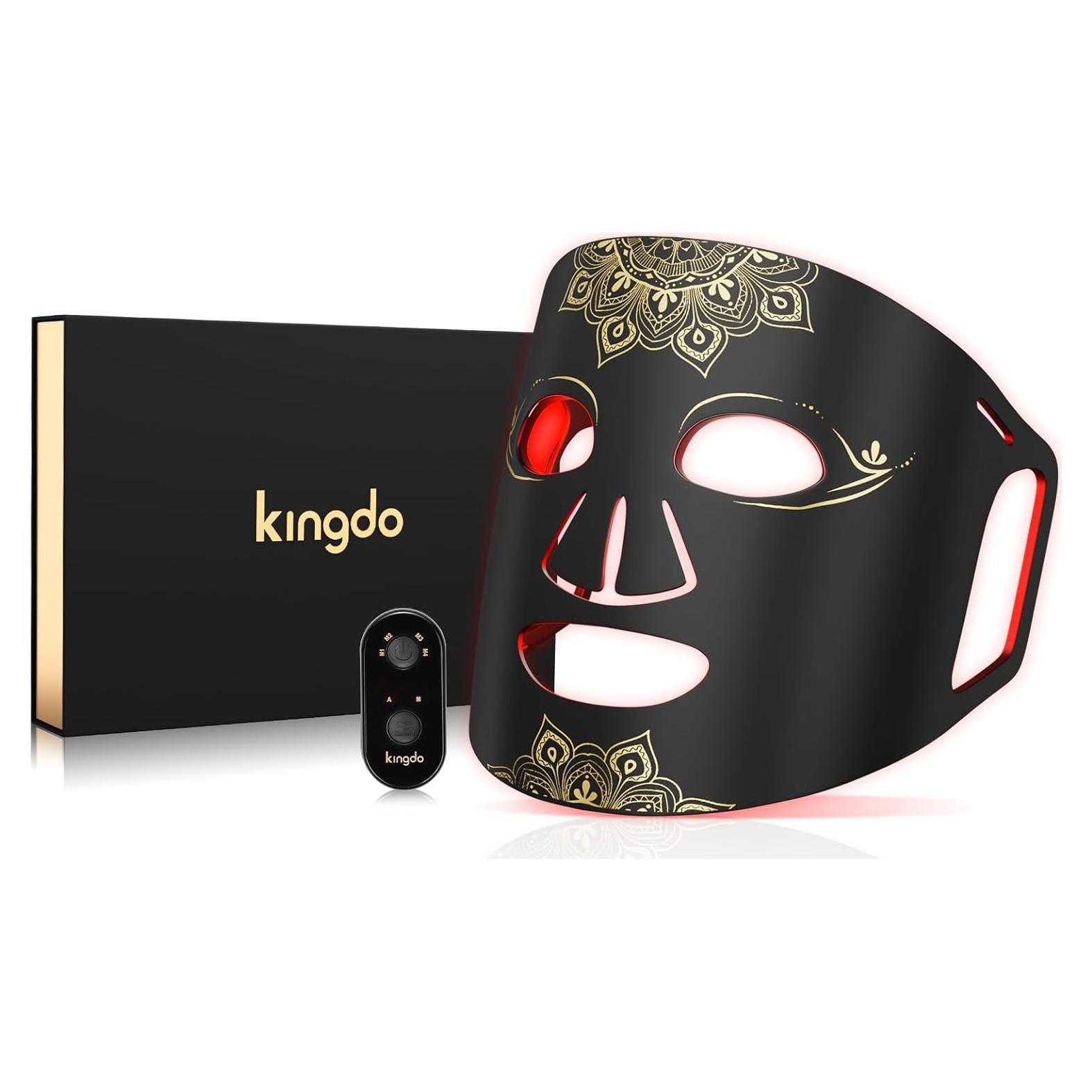 Máscara de Terapia de Luz Roja KINGDO - 4 Modos LED, Portátil