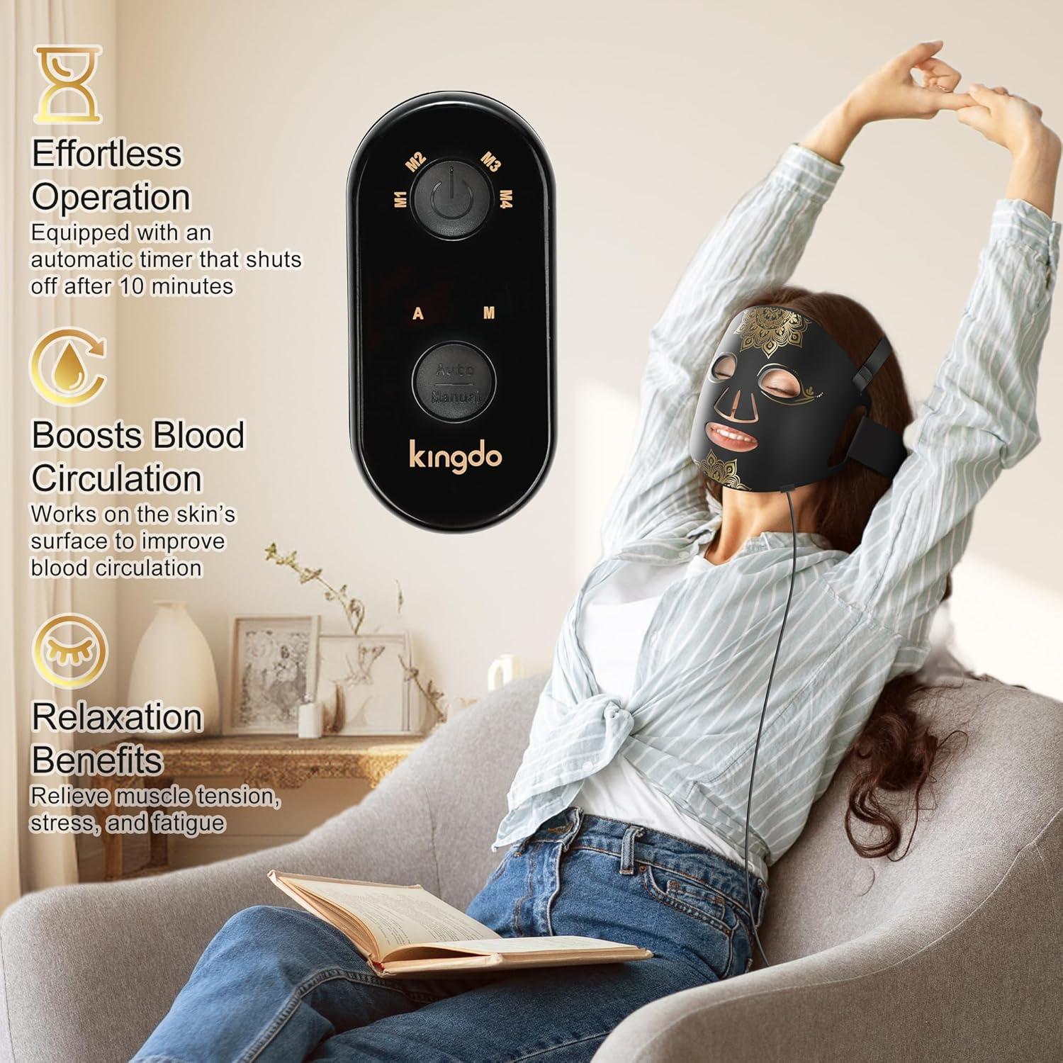 Máscara de Terapia de Luz Roja KINGDO - 4 Modos LED, Portátil