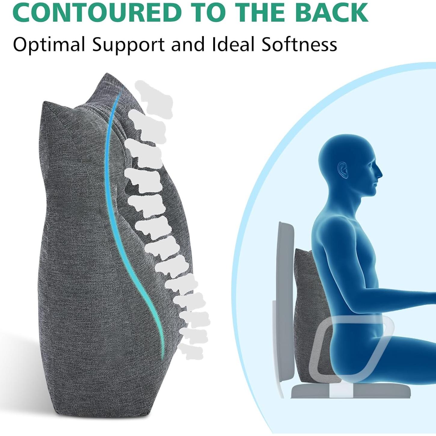 Cojín Lumbar Shinnwa Espuma Viscoelástica 44.5x38.1cm Carbón