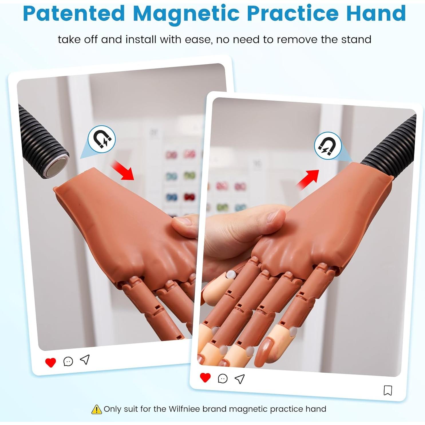 Mano de práctica magnética Wilfniee para uñas acrílicas