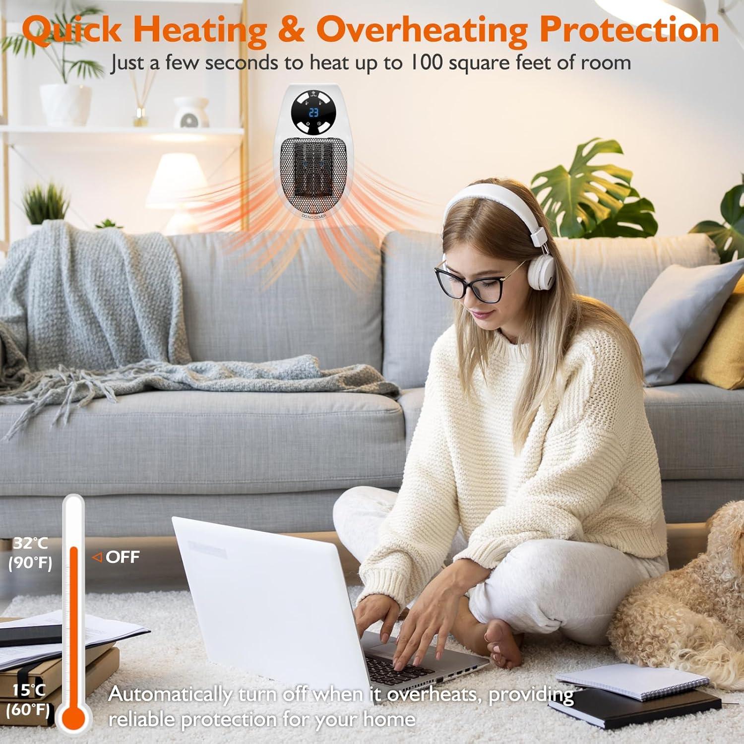 Calentador Eléctrico de Enchufe CLLFDC 500W con Termostato