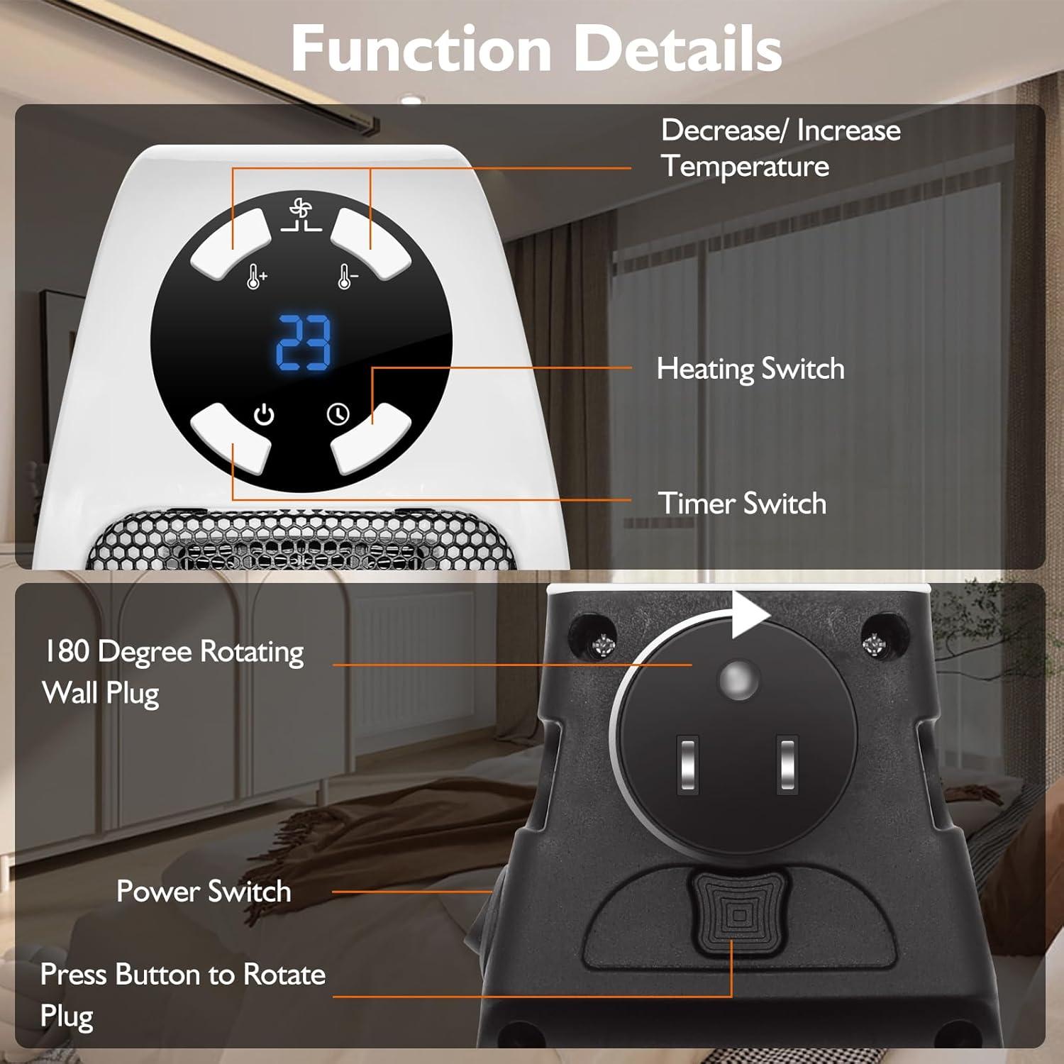 Calentador Eléctrico de Enchufe CLLFDC 500W con Termostato