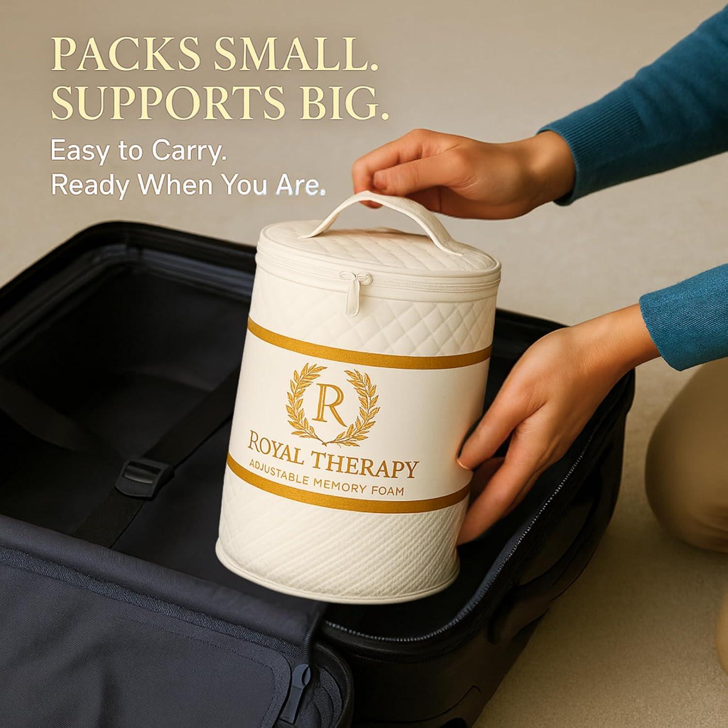 Almohada de Viaje Royal Therapy Espuma Viscoelástica Ajustable 45x30 cm