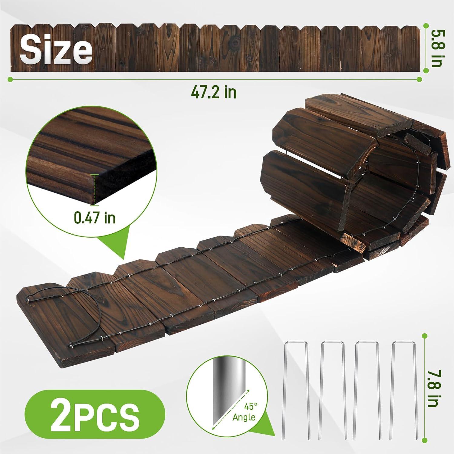 Borde de Jardín de Madera Mulctun 5.9 cm x 120 cm (2 Paquetes)