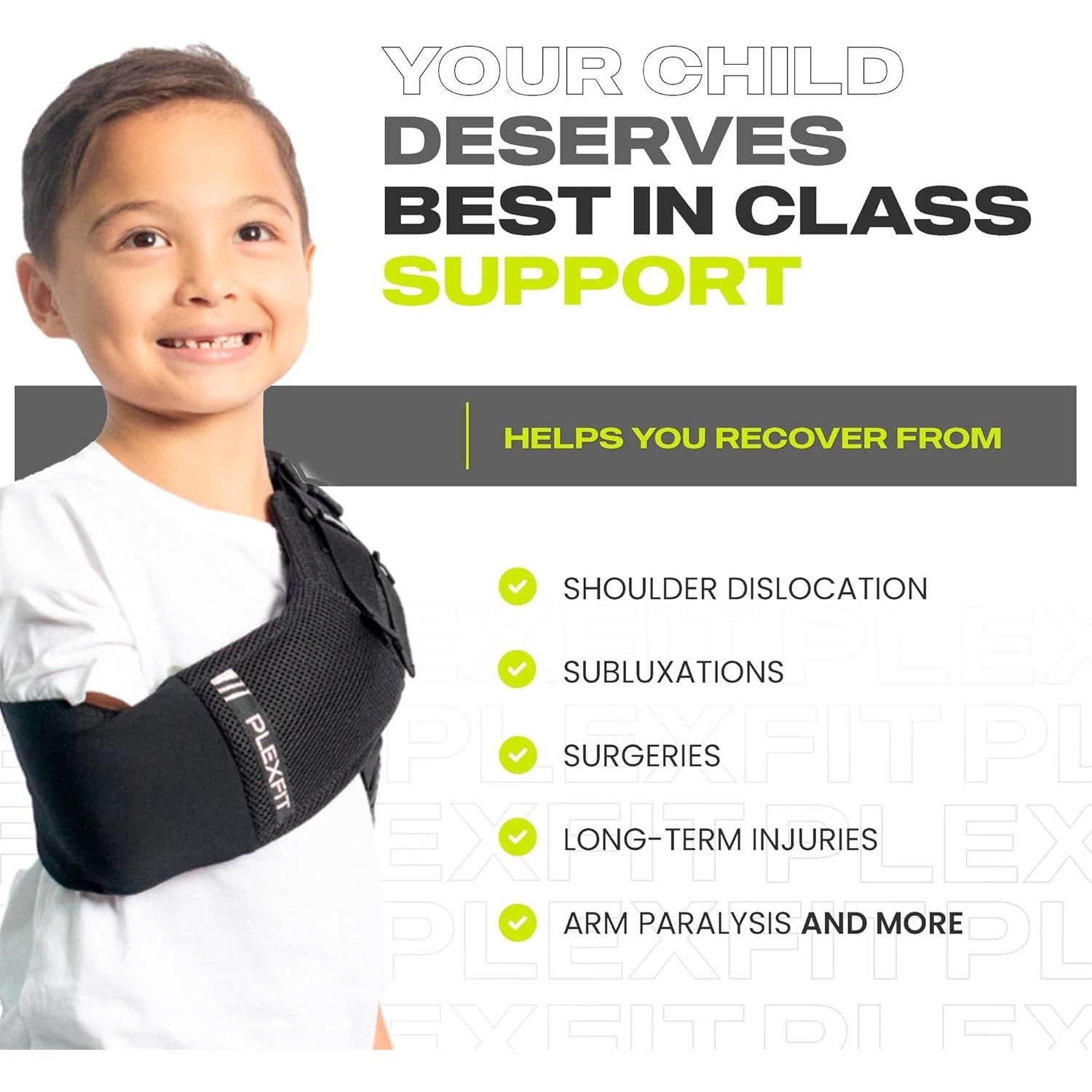 Funda para brazo infantil PLEXFIT - Soporte hombro y codo Negro