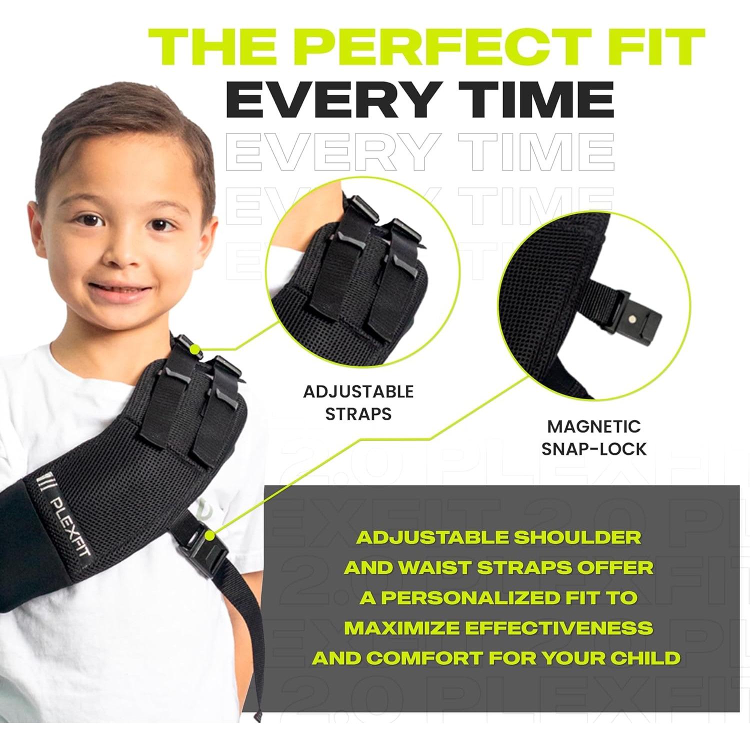 Funda para brazo infantil PLEXFIT - Soporte hombro y codo Negro