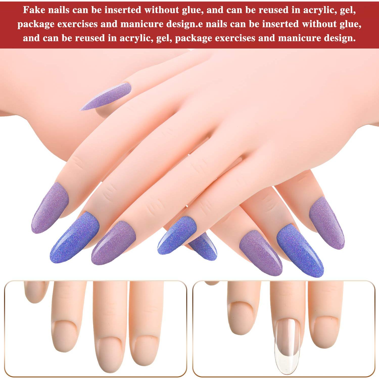 Mano de Práctica de Silicona Flexible BBTO + 500 Uñas Falsas