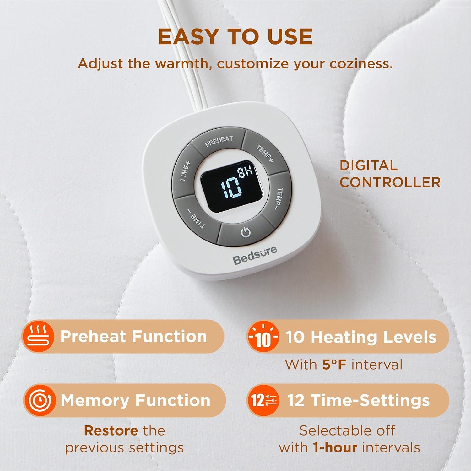 Almohadilla Eléctrica Calentador de Cama Bedsure Twin 99x191cm