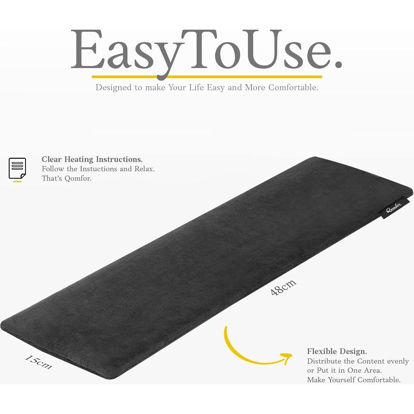 Almohadilla Térmica Qomfor de Microondas 45.7x11.9cm Negra