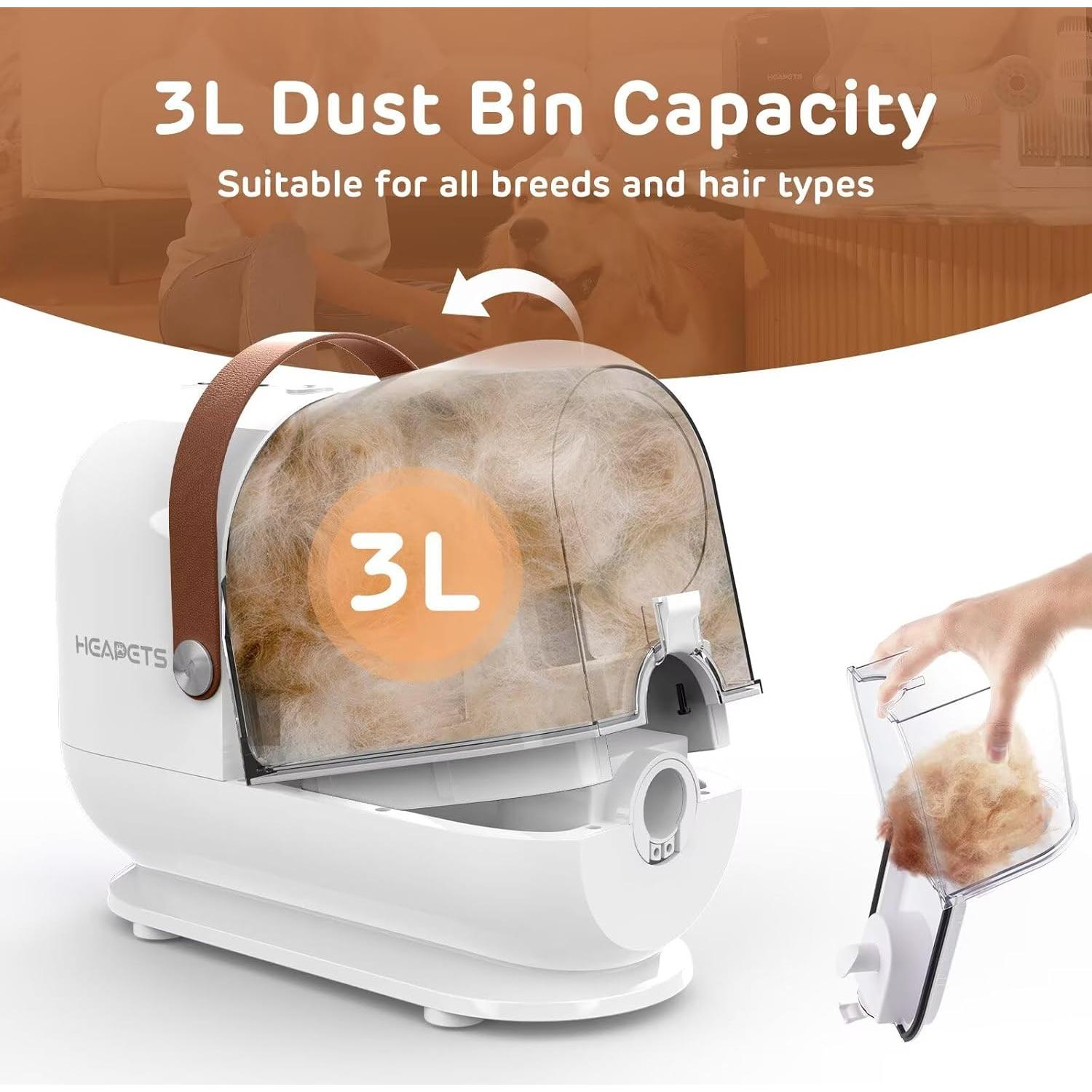 Kit de Aspiradora HEAPETS para Acicalamiento de Perros 3L