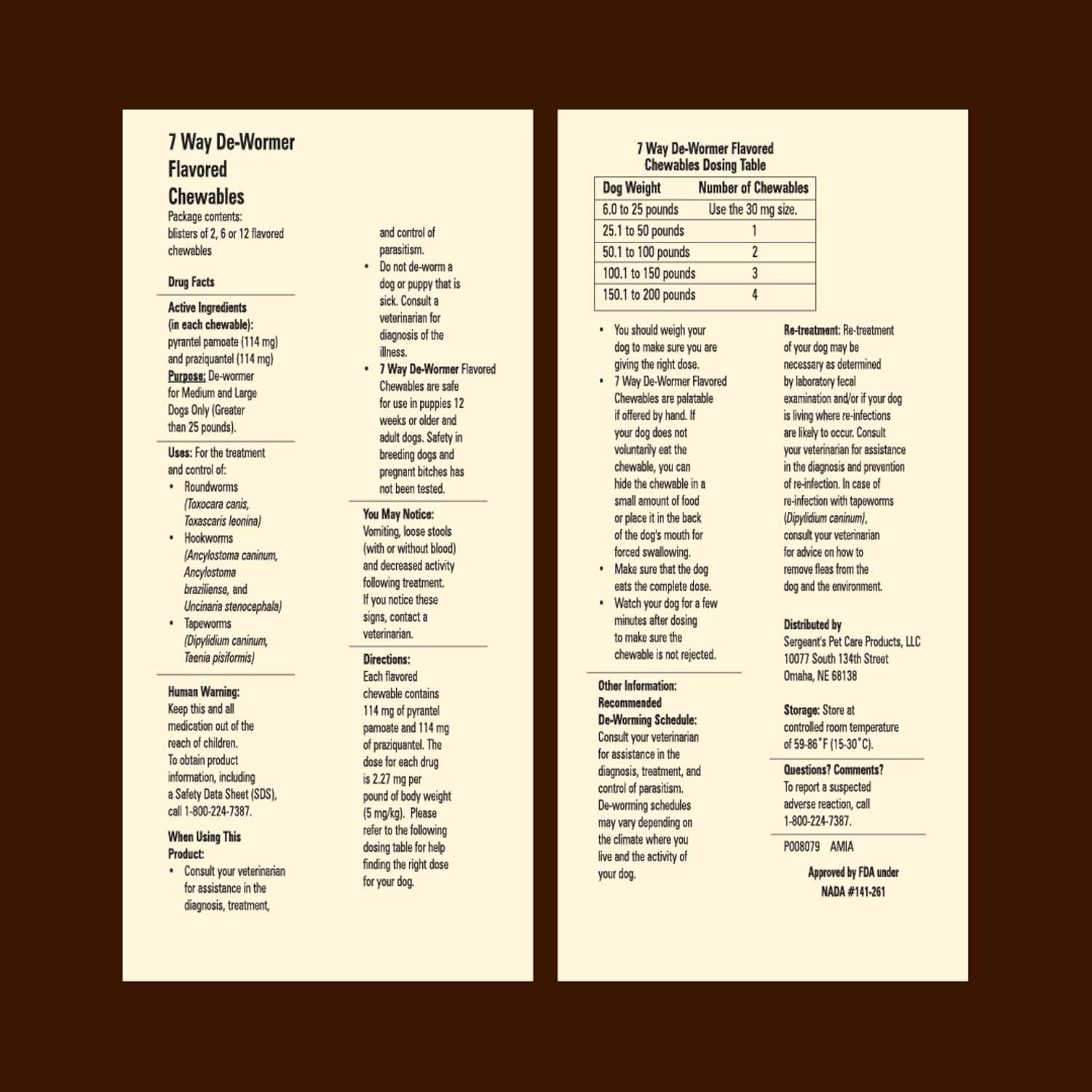 Desparasitante SENTRY Worm X Plus 7 Way para Perros +11.3 kg