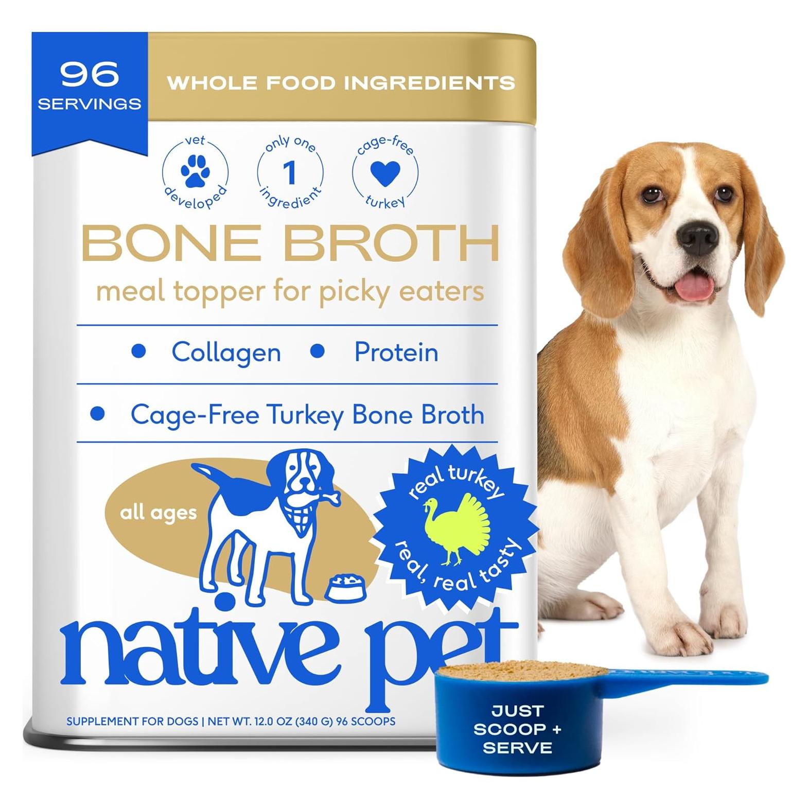 Caldo de Huesos en Polvo Native Pet para Perros y Gatos - 96 Porciones de Pavo
