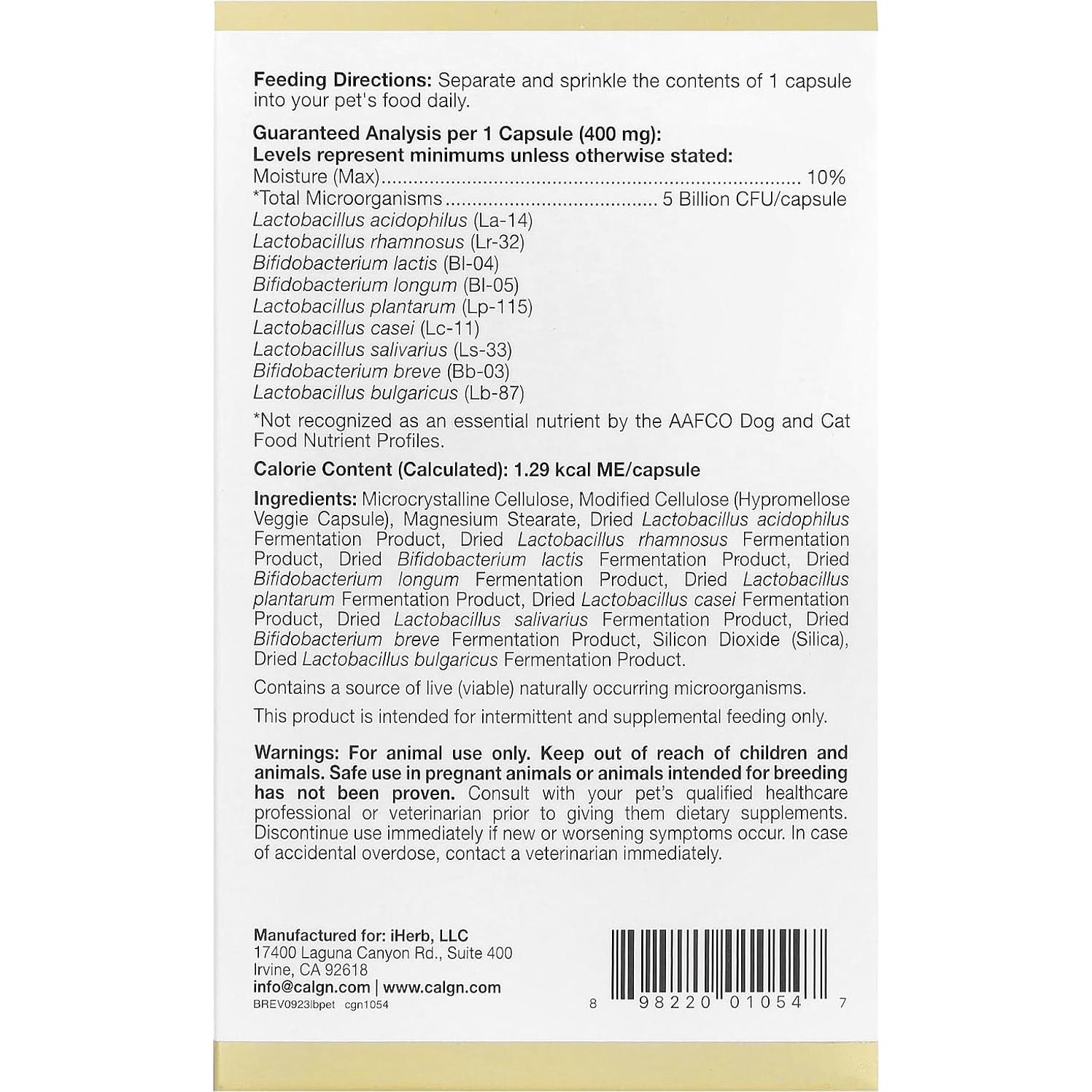 LactoBif Probioticos para Mascotas 60 Cápsulas Vegetales