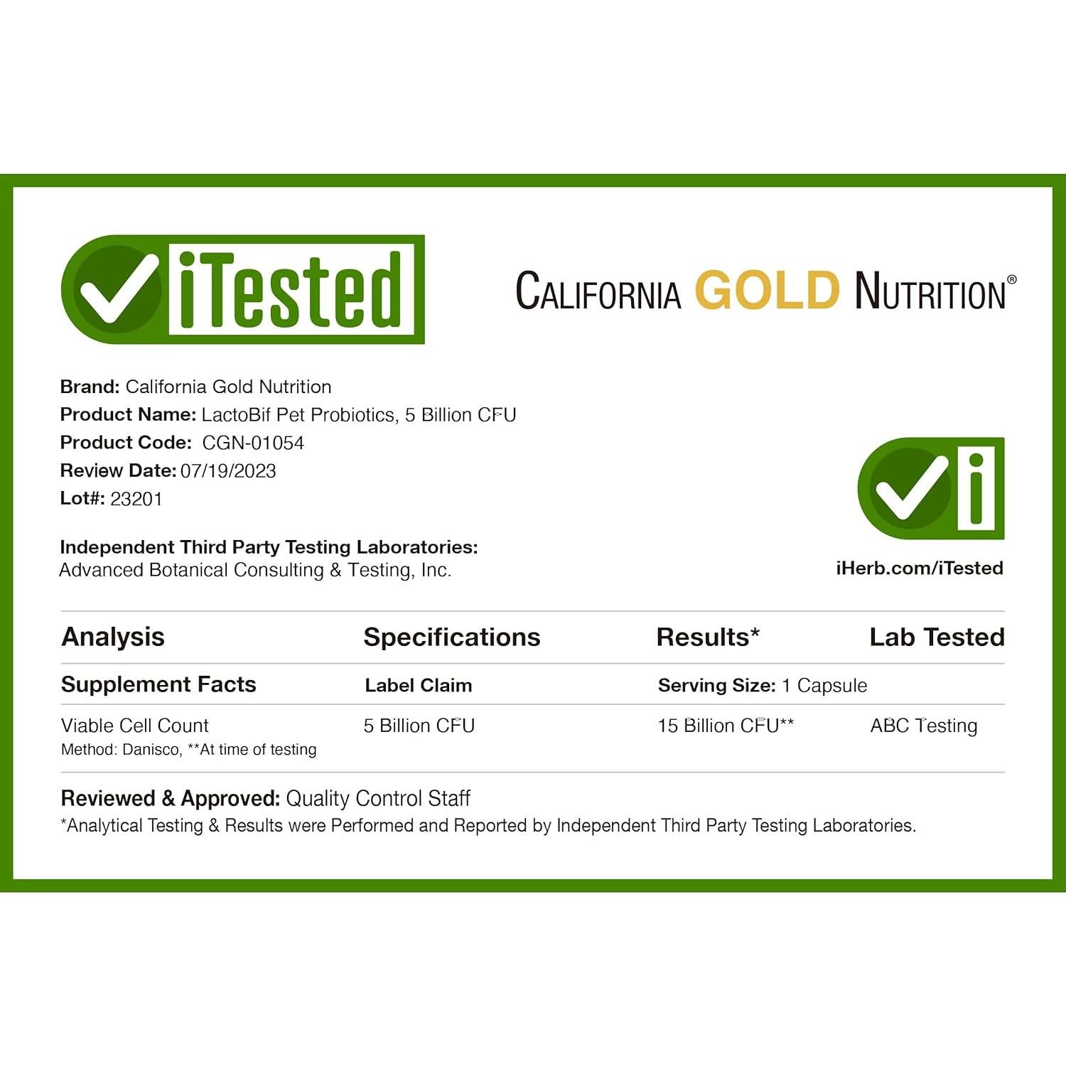 LactoBif Probioticos para Mascotas 60 Cápsulas Vegetales