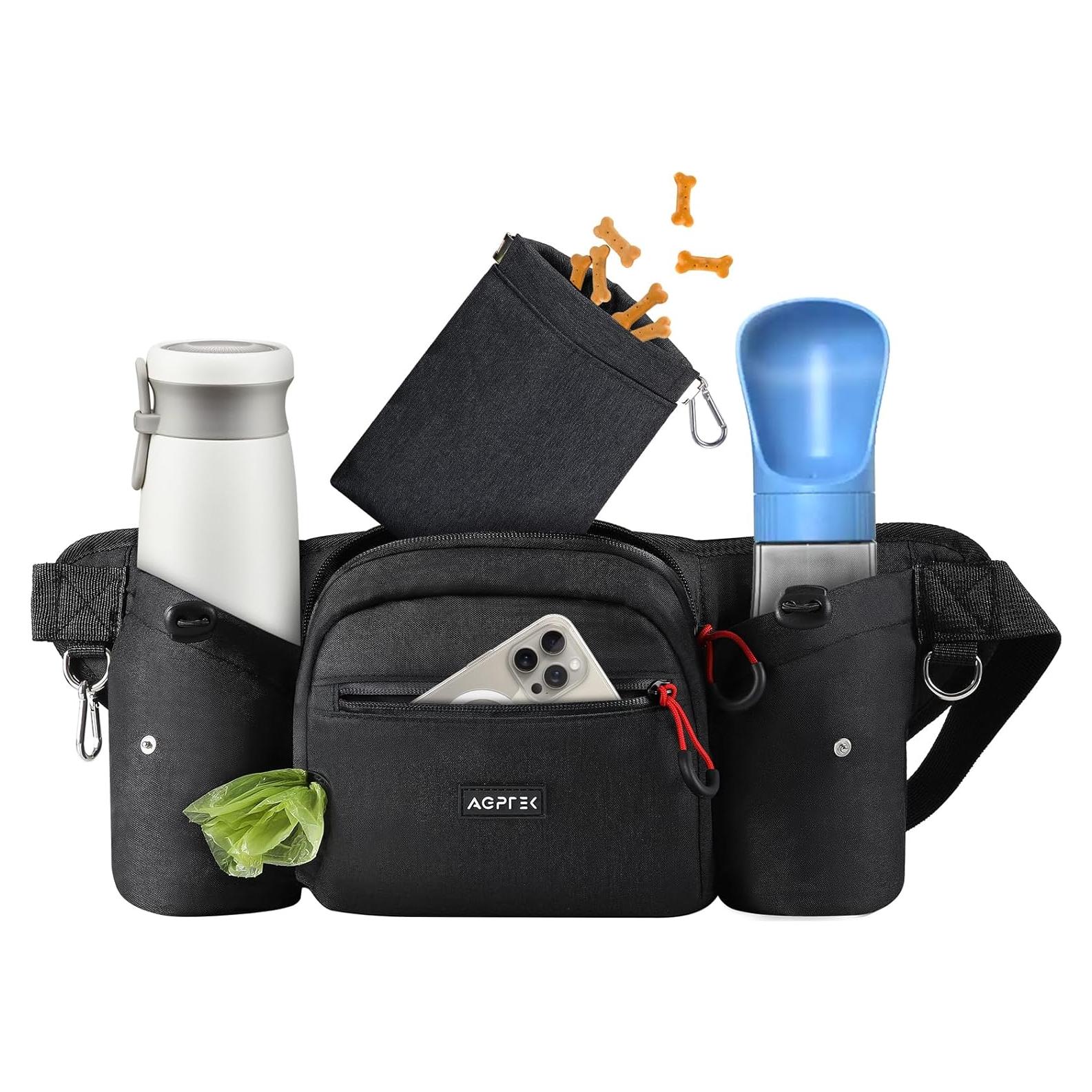 Mochila de Cintura AGPTEK para Entrenamiento de Perros, Negra