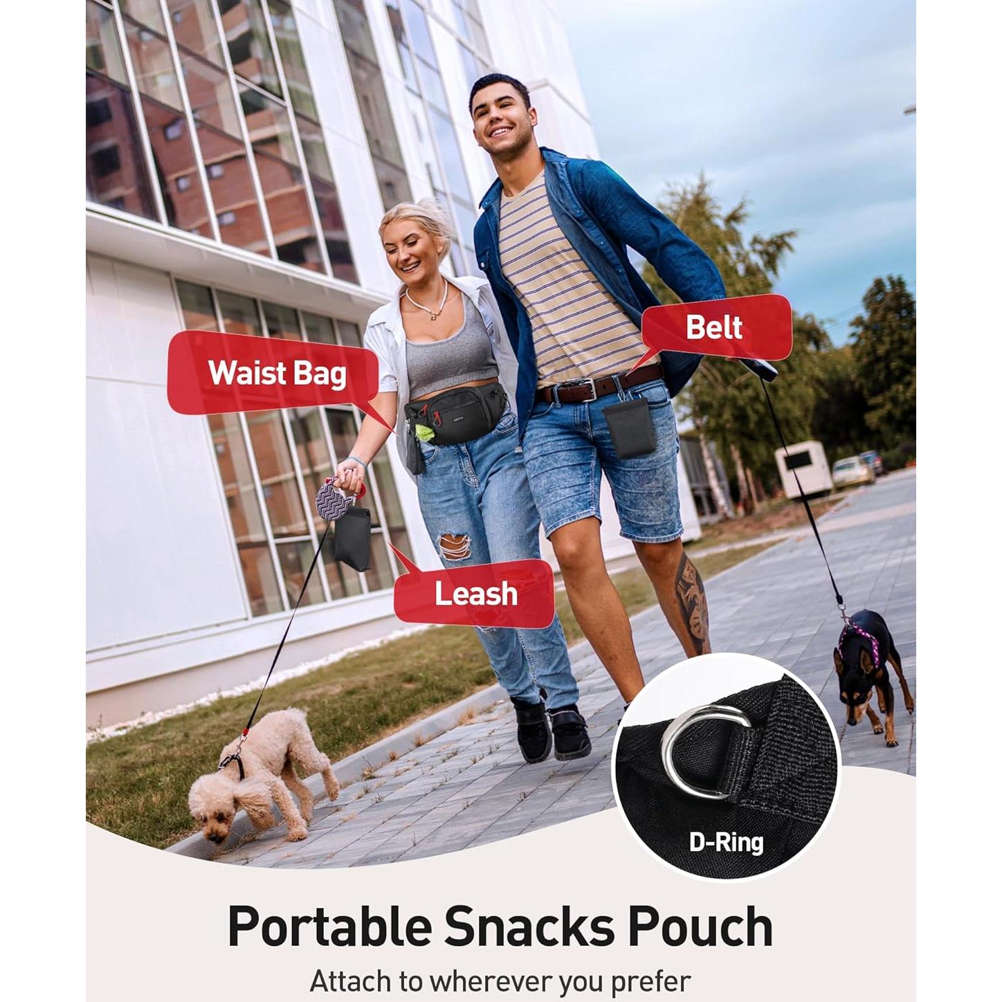 Mochila de Cintura AGPTEK para Entrenamiento de Perros, Negra