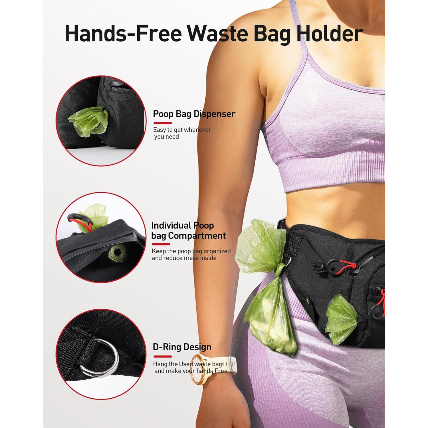 Mochila de Cintura AGPTEK para Entrenamiento de Perros, Negra