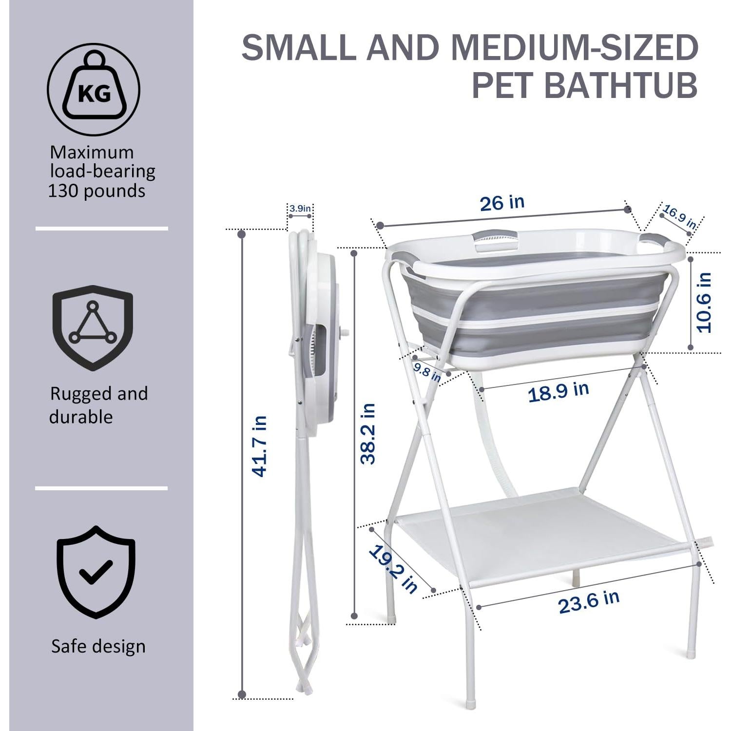 Tina de baño portátil para perros y gatos con drenaje 5.55 kg
