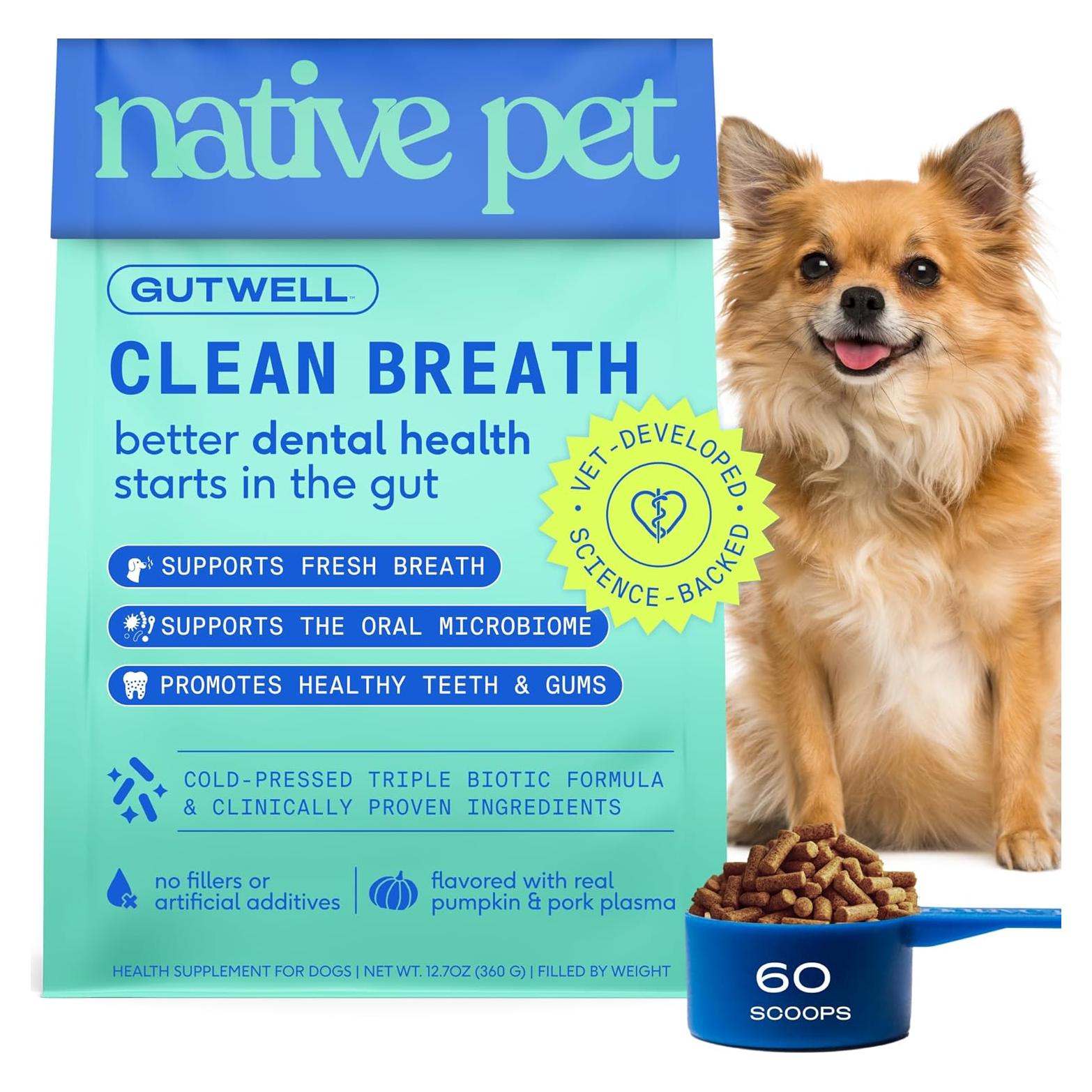 GutWell Clean Breath - Ambientador Dental para Perros 60 Cucharadas