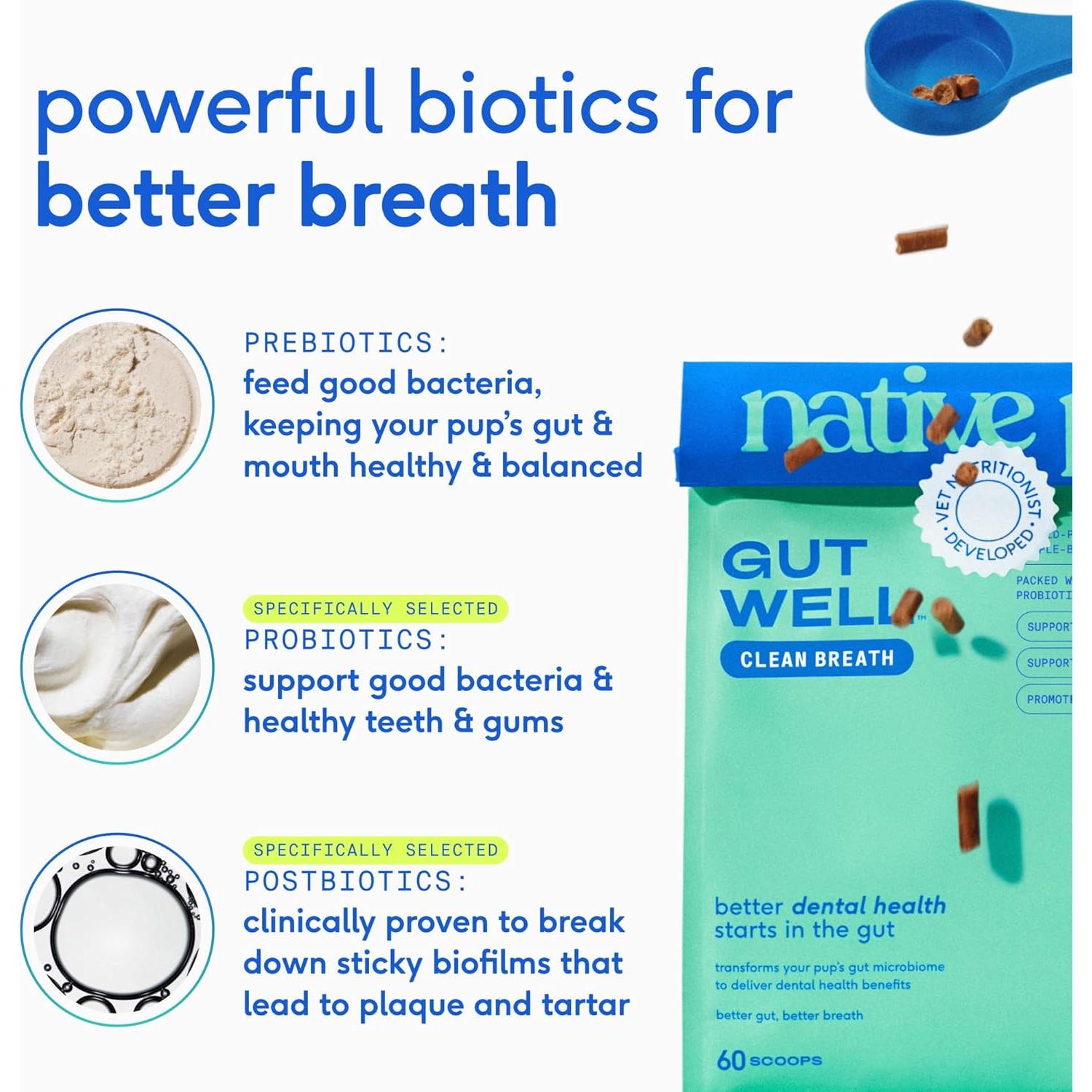 GutWell Clean Breath - Ambientador Dental para Perros 60 Cucharadas