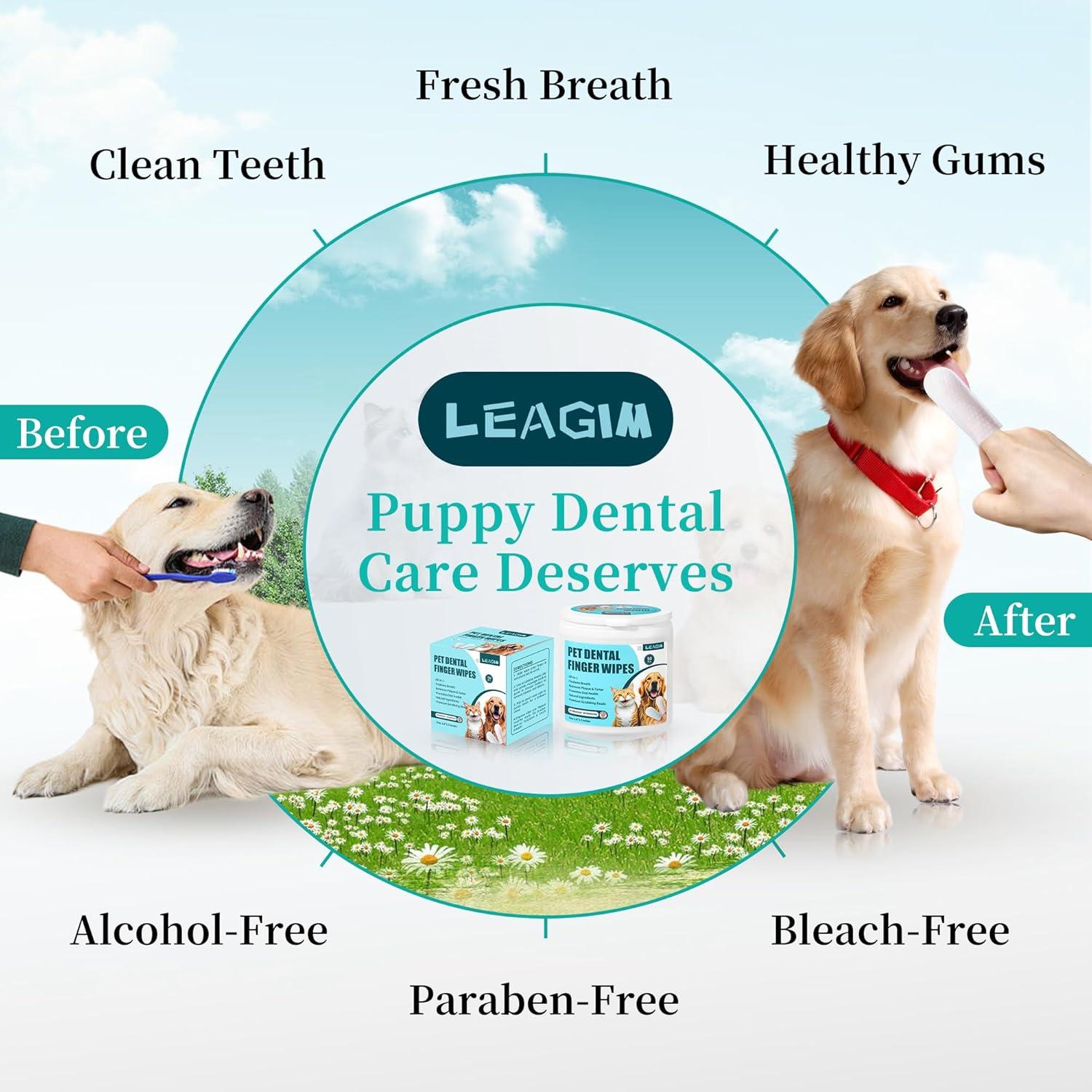 Toallitas Dentales para Perros y Gatos LEAGIM - 50 Unidades